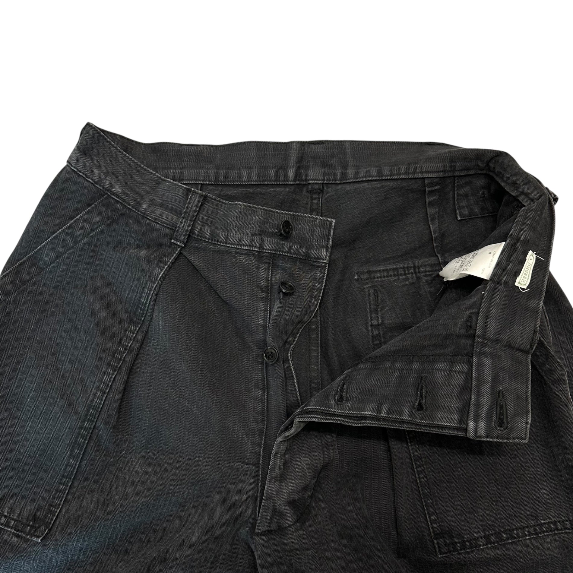 A.PRESSE(アプレッセ) 22AW USAF Hemmed Bottoms Pants ヘリンボーン カーゴ パンツ 22AP-04-07M 1 ブラック ワイド ストレート ミリタリー