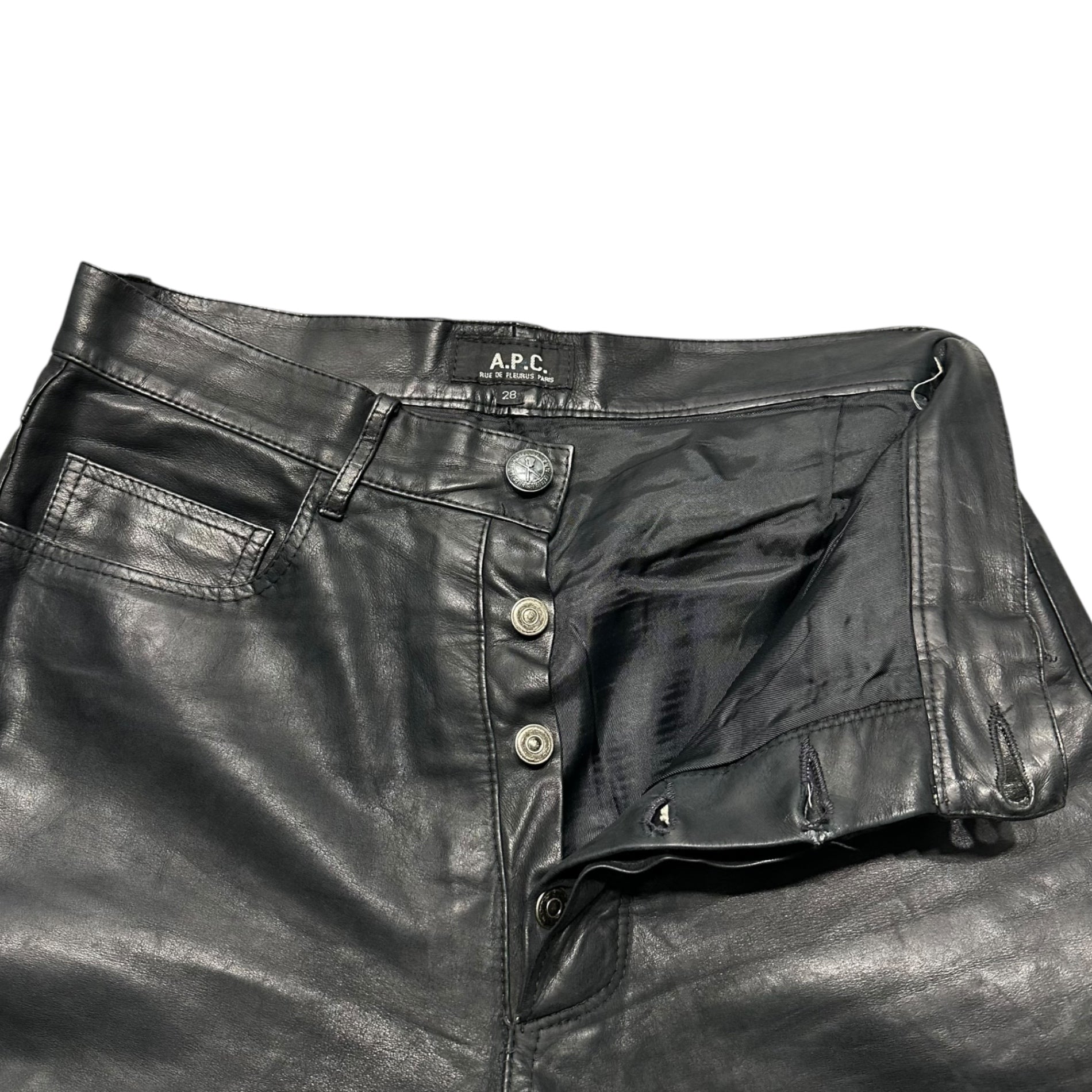 A.P.C.(アーペーセー) France made Leather Pants レザー パンツ 28 ブラック フランス製