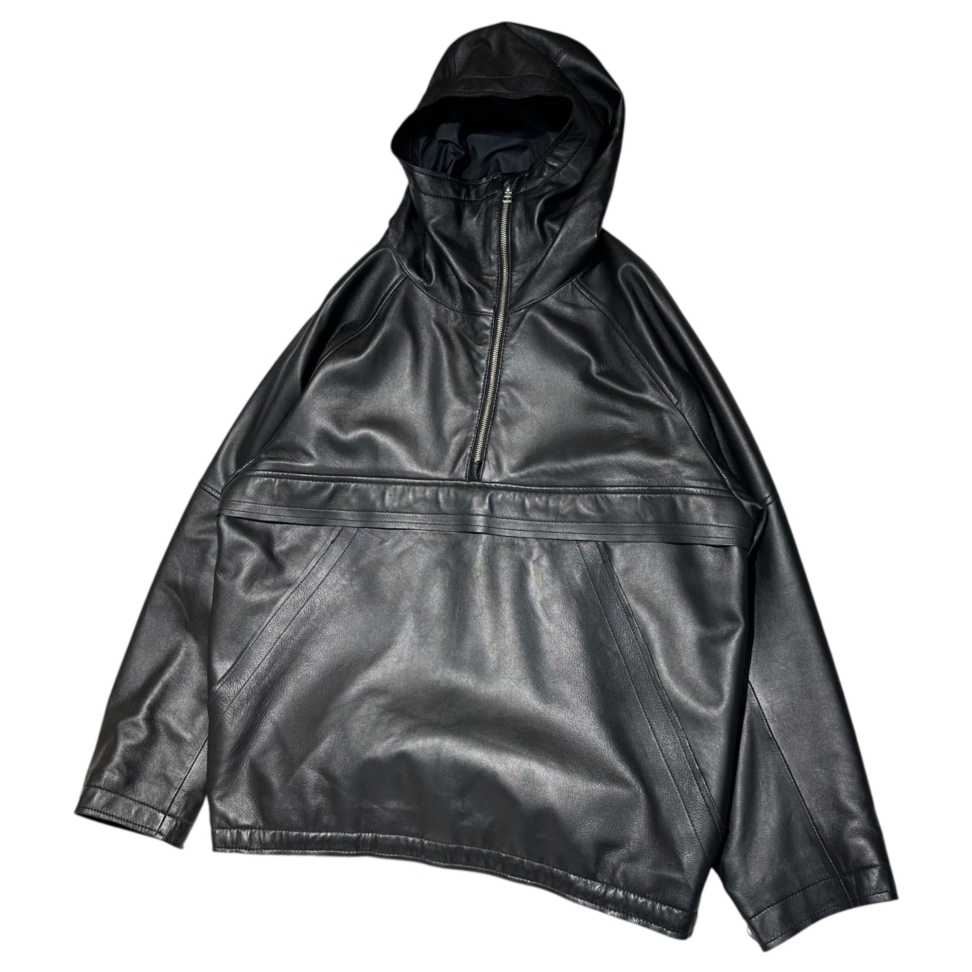 SandWaterr×CCU(サンドウォーター×シーシーユー) ORGANIZED HOODED PULLOVER / SHEEP LEATHER オーガナイズド フーデッド プルオーバー シープ レザー SW-J0303 M ブラック 参考定価99,000円