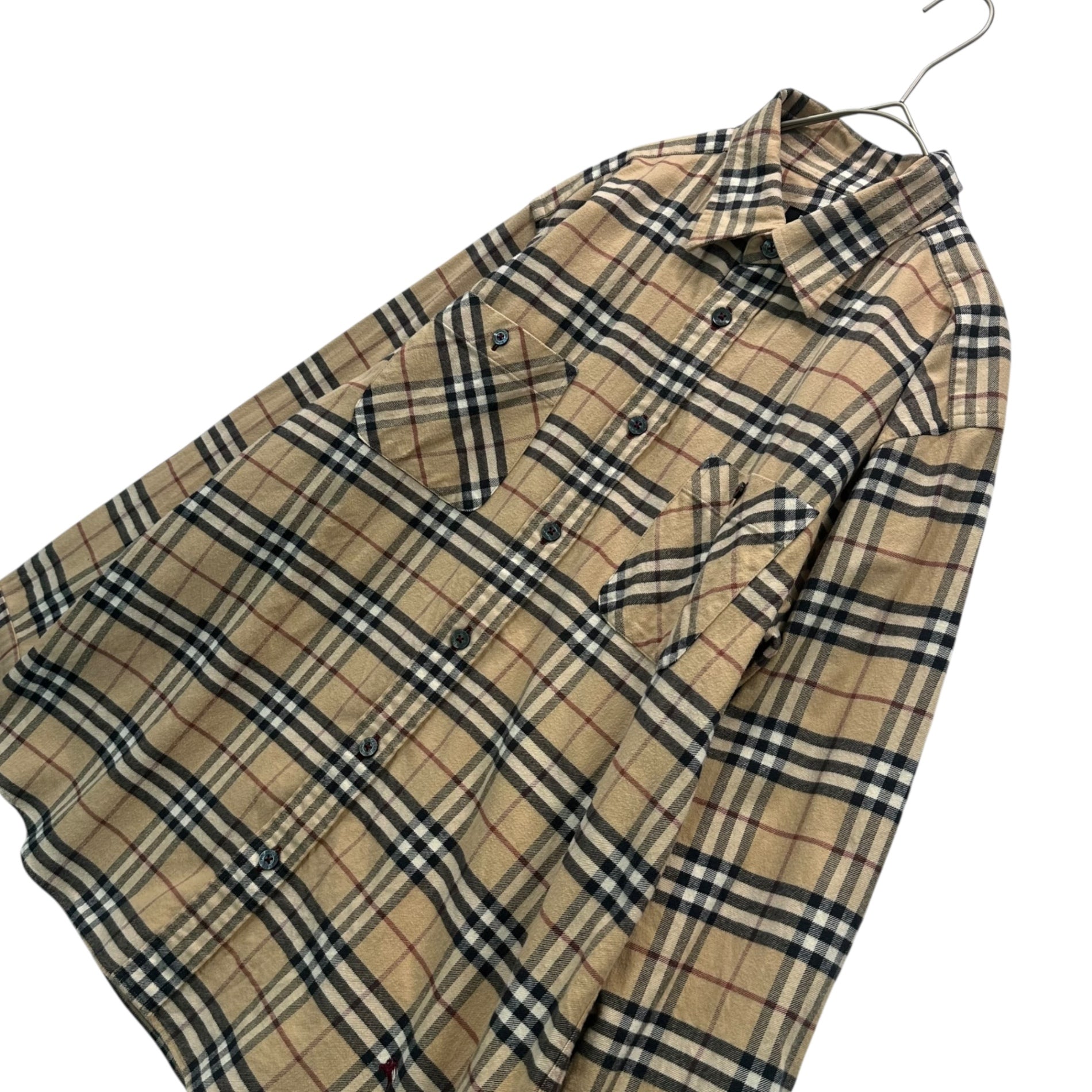 BURBERRY BLACK LABEL(バーバリーブラックレーベル) Nova Check Cotton 2-Pocket Shirt ノヴァ チェック コットン 2ポケット シャツ BMW15-915-45 3(L程度) ベージュ