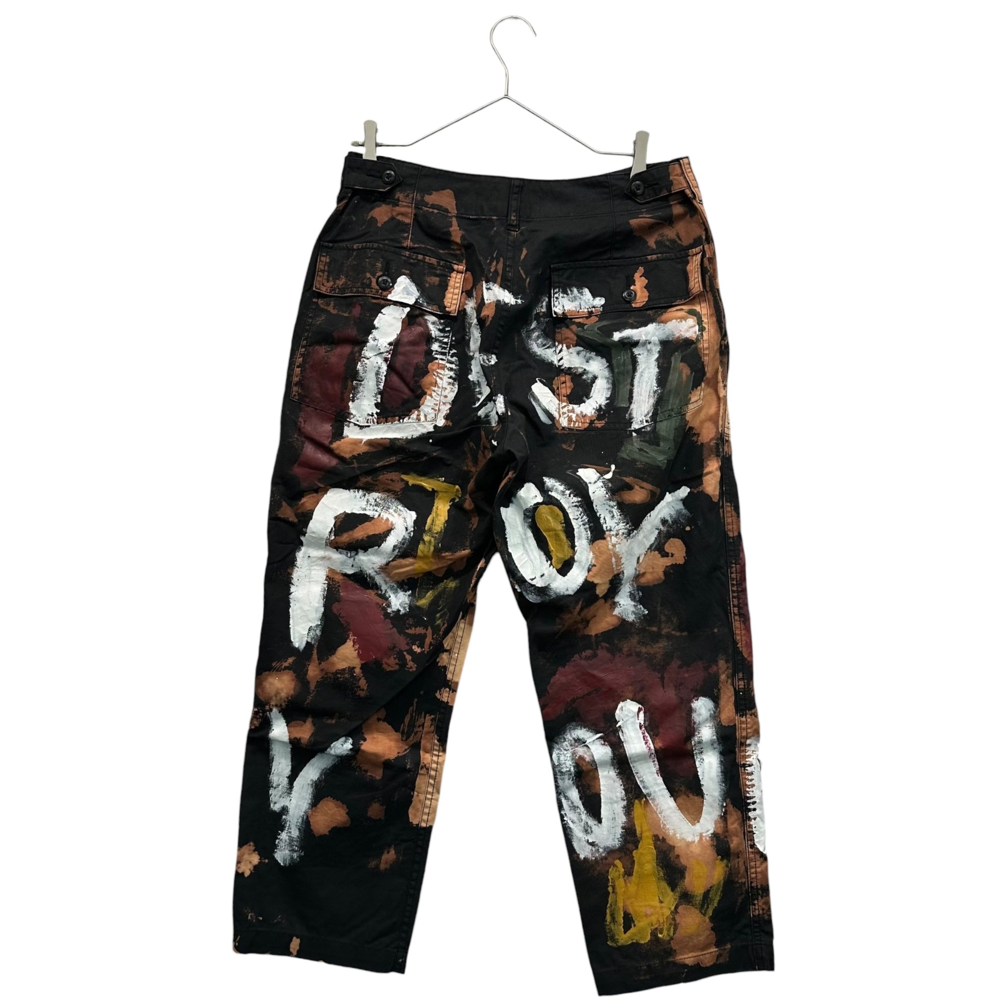 guernika(ゲルニカ) Painted Processed Tapered Baker Pants ペイント 加工 テーパード ベイカー パンツ ブラック×ブラウン 品質表示タグ切り取り