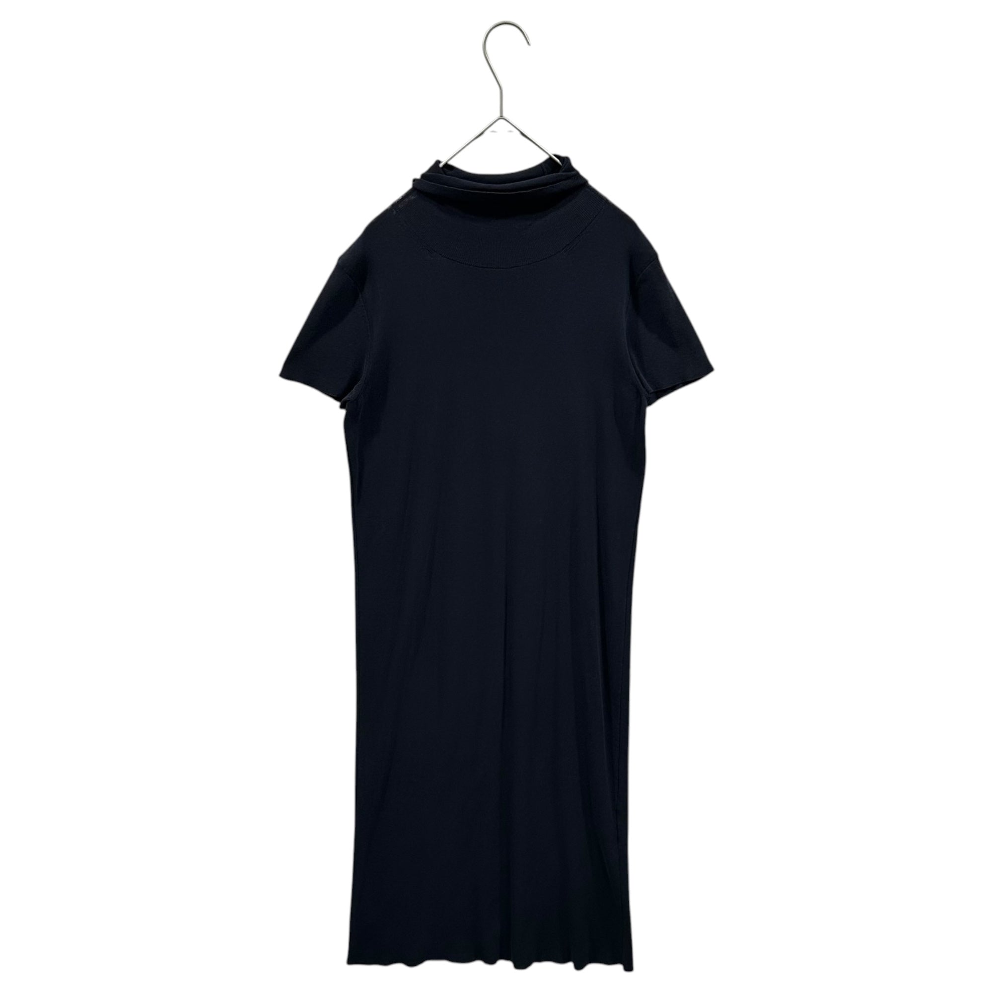 YOHJI YAMAMOTO(ヨウジヤマモト) Cotton High-Gauge Knit Turtleneck S/S Dress コットン ハイゲージ ニット タートルネック 半袖 ワンピース 2 ネイビー