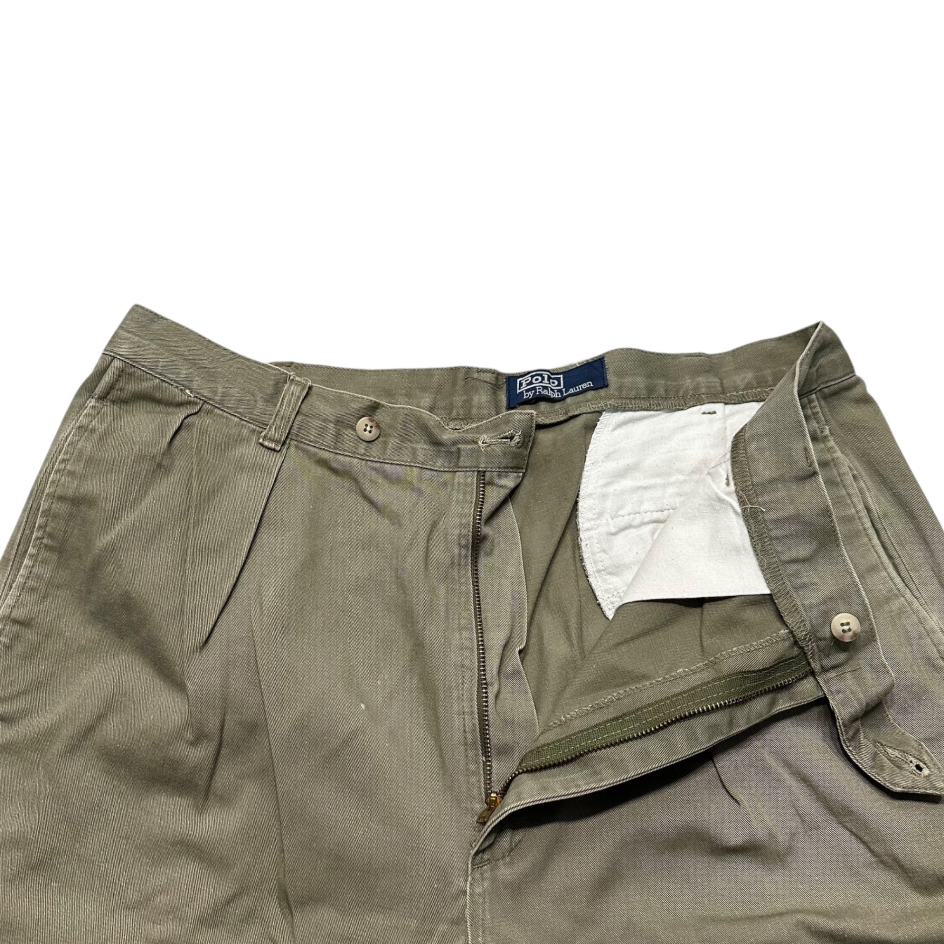 POLO RALPH LAUREN(ポロラルフローレン) 80's~90's 2-Tuck Chino Trousers 2タック チノ トラウザー 実寸W37(94cm) カーキ 80年代～90年代 ヴィンテージ パンツ