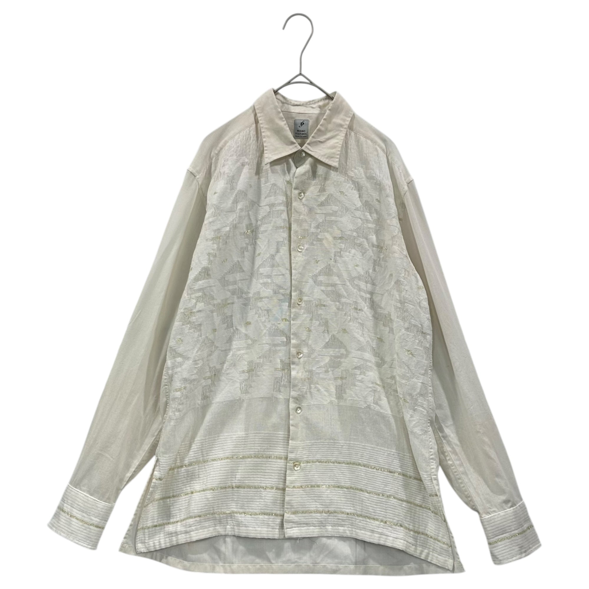 PERIOD FEATURES(ピリオドフィーチャーズ) Indian Cotton Gold-Stitched Regular-Collar Shirt インド綿 ゴールド ステッチ レギュラーカラー シャツ 2(M程度) キナリ×ゴールド