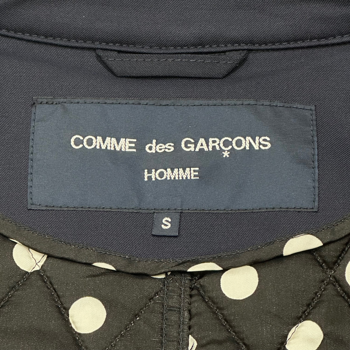 COMME des GARCONS HOMME(コムデギャルソンオム) 2014AW Dot-Lined Short Coat ドット ライニング ショート コート HN-C008 S ネイビー AD2014