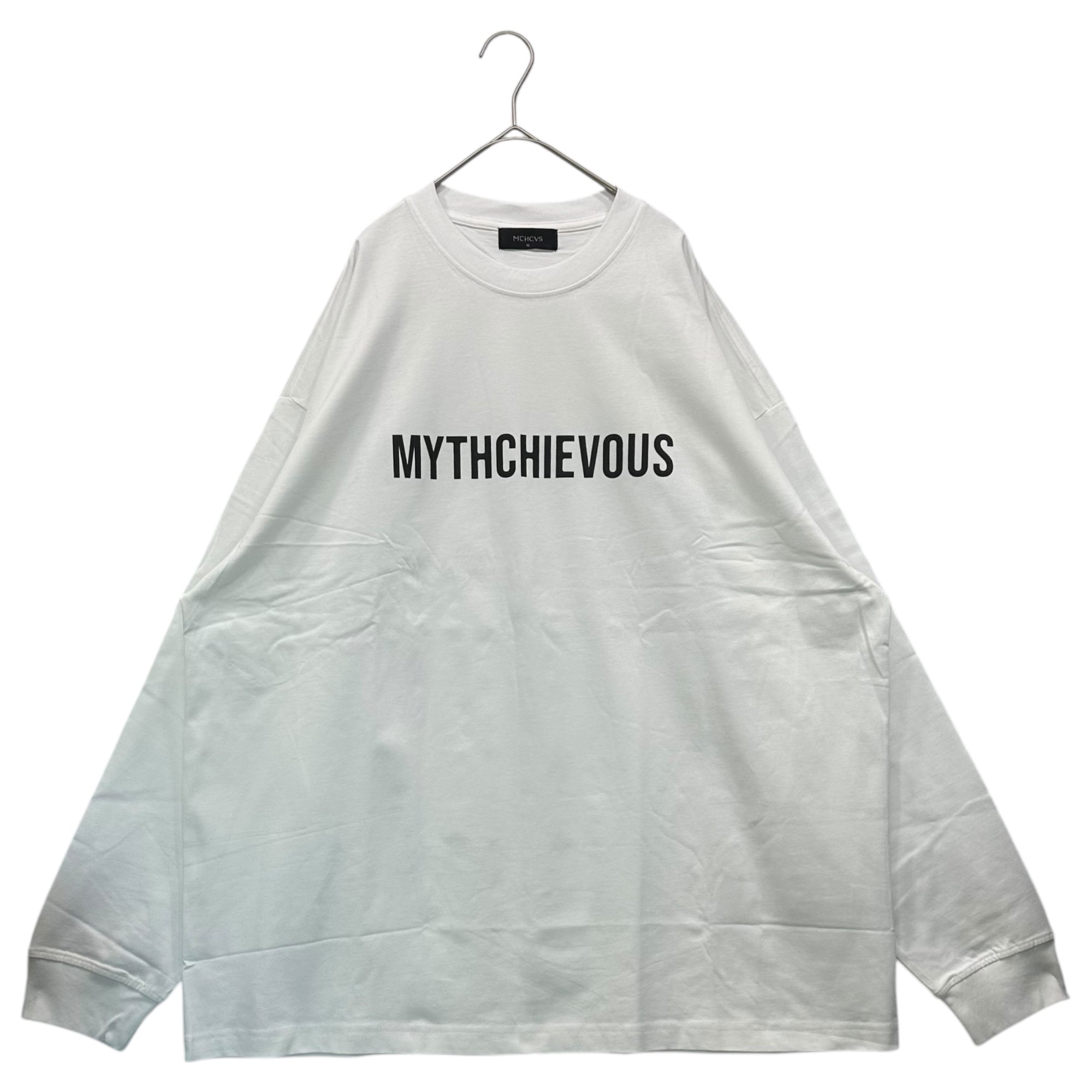 MYTHCHIEVOUS(ミスチバス) Front Logo Print L/S T-Shirt フロント ロゴ プリント 長袖 Tシャツ ロンＴ XL ホワイト×ブラック 参考定価11,800円＋税
