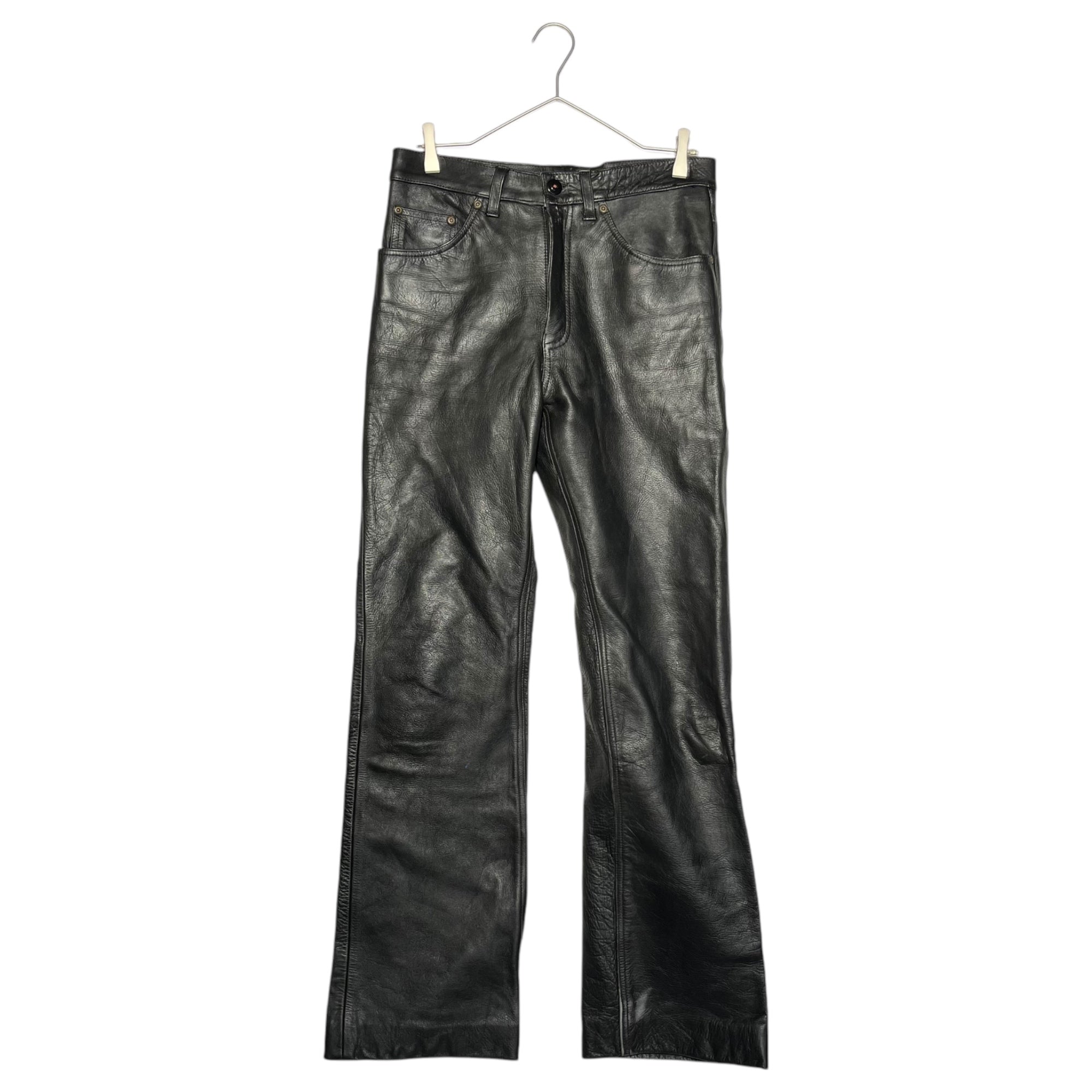 B.B.H.CLOTHING(ビービーエイチクロッシング) Straight cow leather pants ストレート カウレザー パンツ 31 ブラック 本革 牛革 バイカー