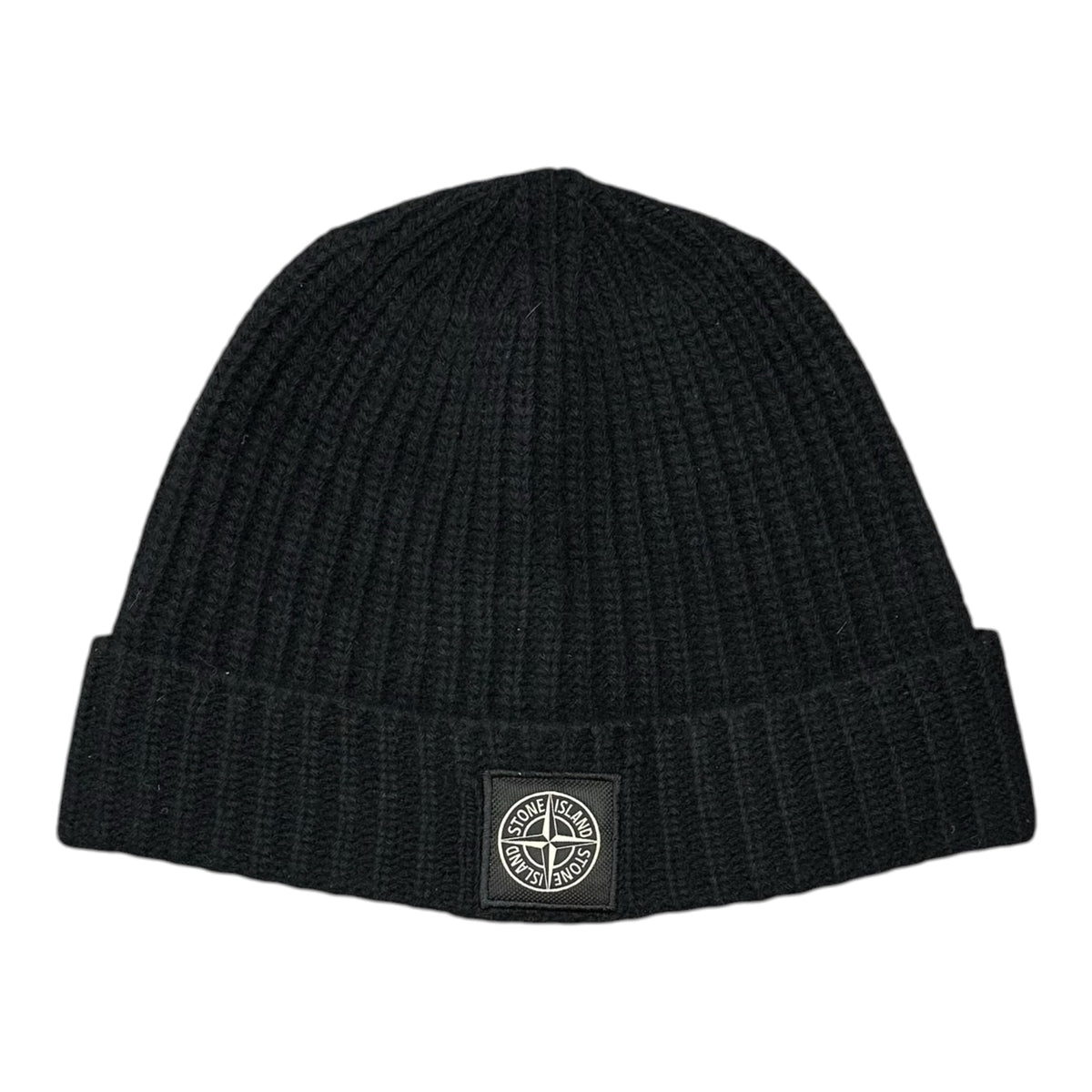 STONE ISLAND(ストーンアイランド) Wool Ribbed Knit Cap Beanie ウール リブ ニット キャップ ビーニー 7915N1085 ブラック