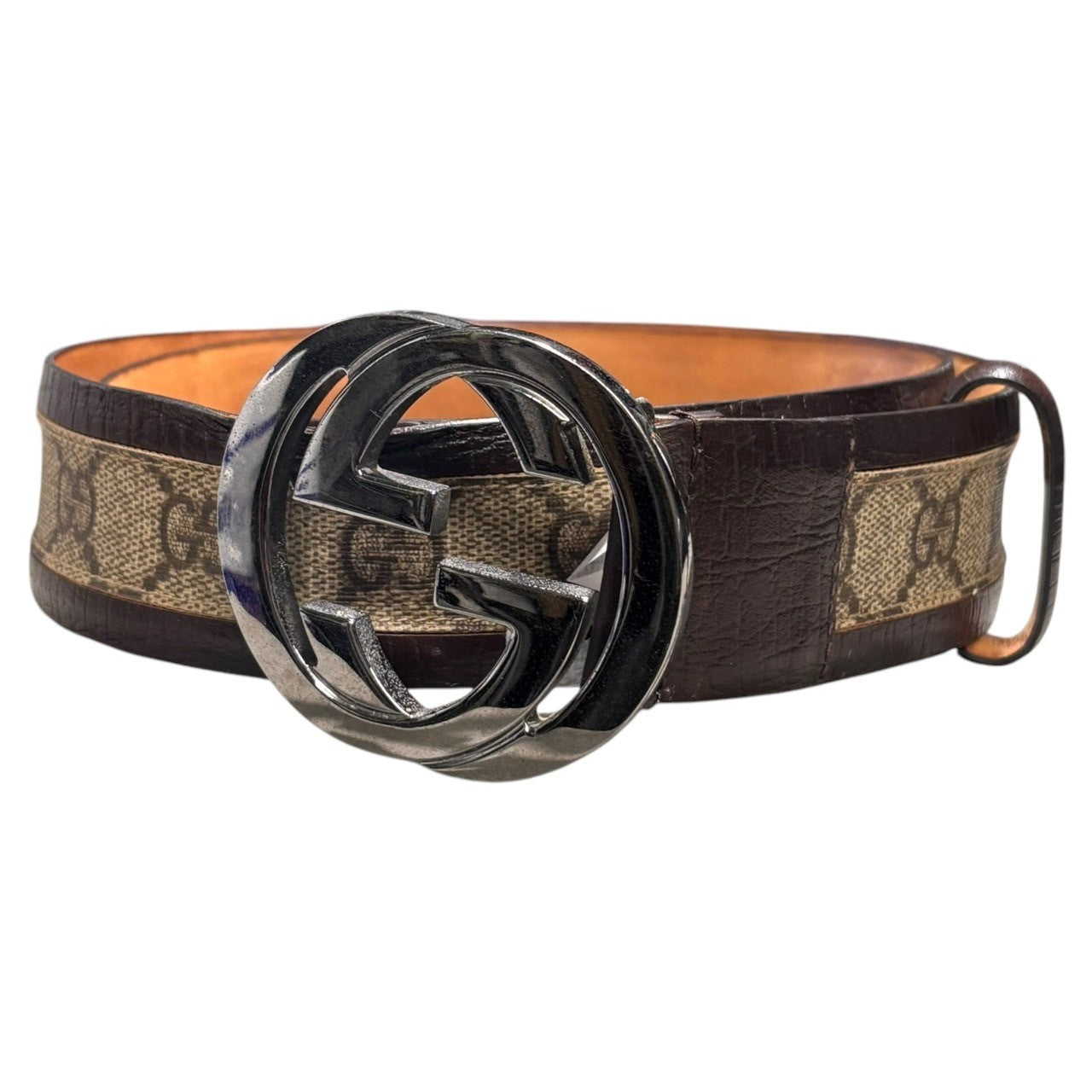 GUCCI(グッチ) Interlocking G buckle leather belt インターロッキング Gバックル レザー ベルト 142930・1766 95・38 ブラウン×ベージュ