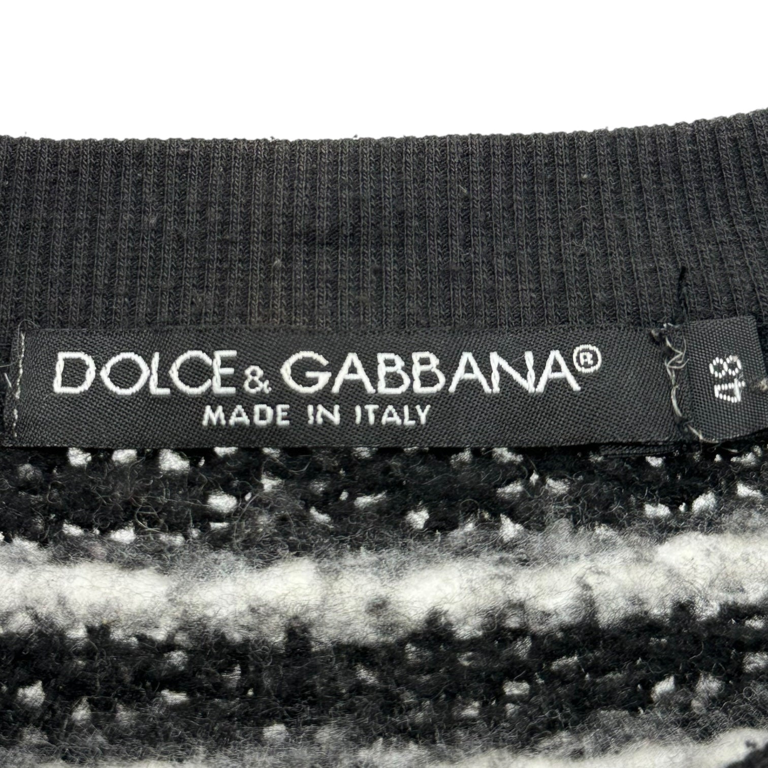 DOLCE&GABBANA(ドルチェ&ガッバーナドルガバ) Logo Plate Border Knit ロゴプレート ボーダー ニット 48 ブラック×グレー