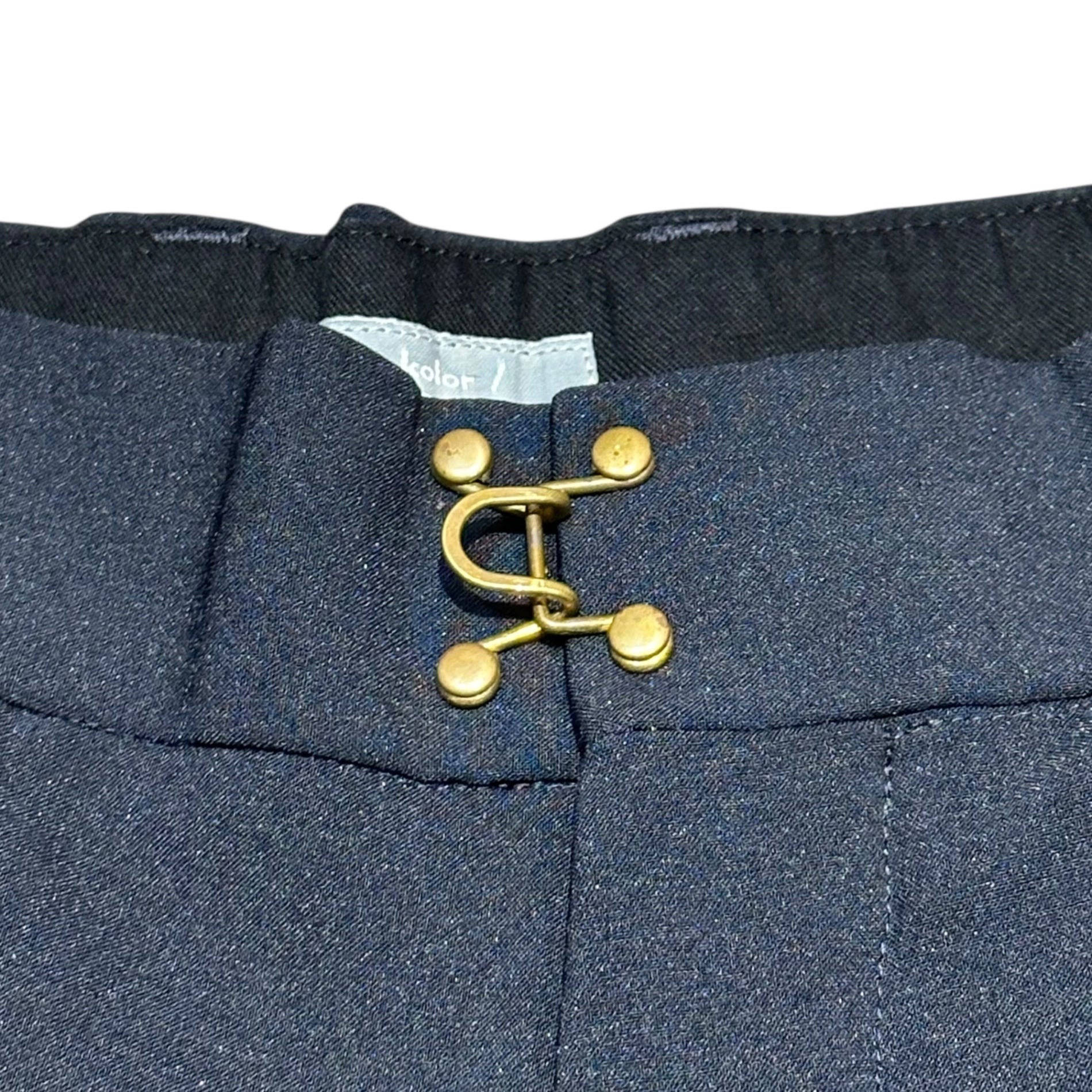 kolor BEACON(カラービーコン) 24SS Waist hook button wide slacks ウエスト フックボタン ワイド スラックス パンツ 24sbm-p09136 2(M程度) ネイビー 参考定価38,500円(税込)