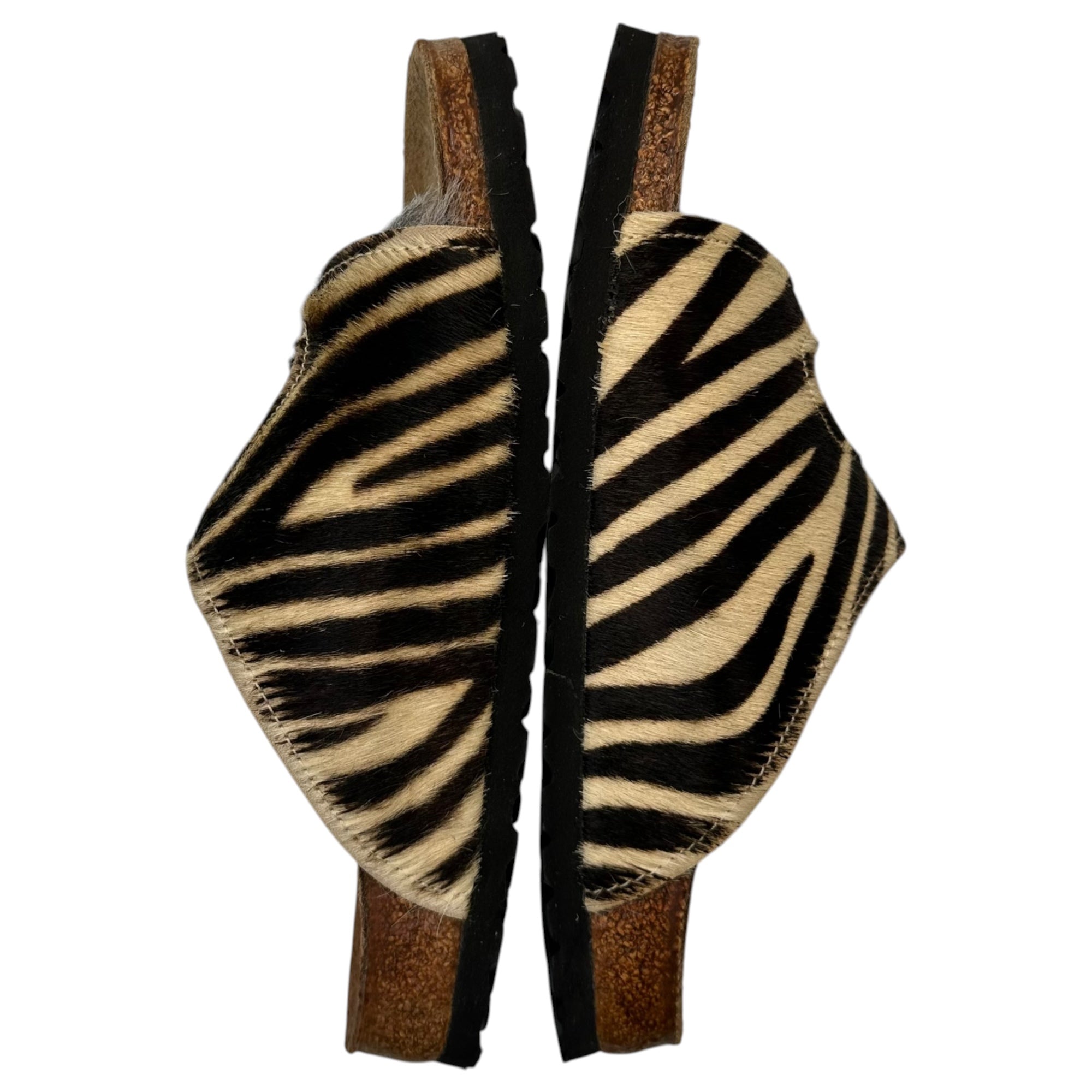 TATAMI(タタミ) Zebra Harako Leather Cork Sandals ゼブラ ハラコ レザー ファー コルク サンダル 36(23cm程度) ブラック×ホワイト BIRKENSTOCK ビルケンシュトック