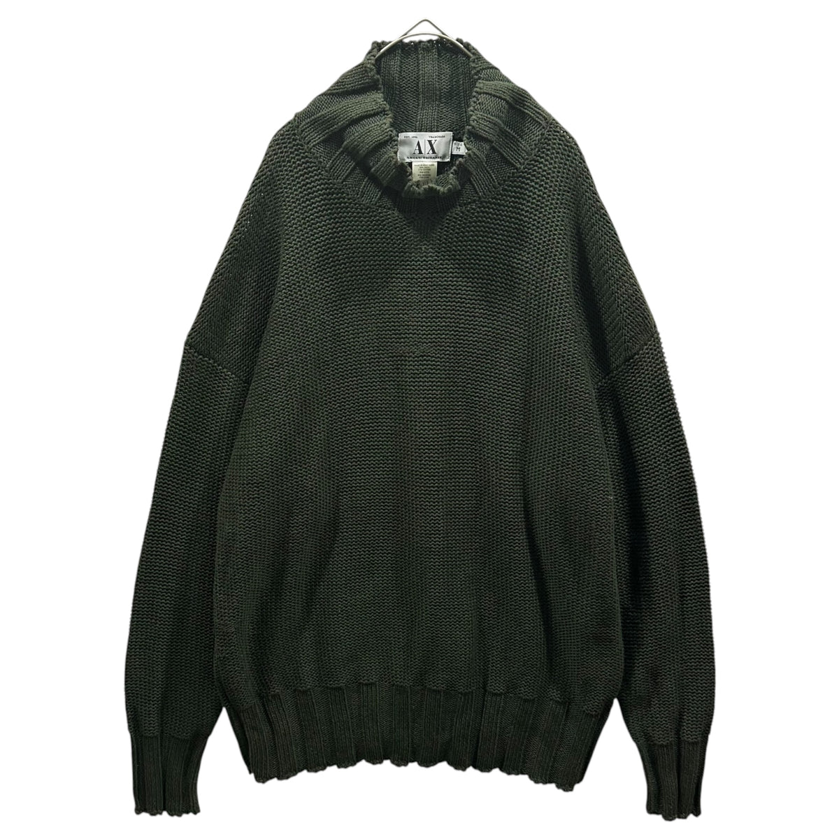 ARMANI EXCHANGE(アルマーニエクスチェンジ) 1990's Linen-Cotton High-Neck Knit リネン コットン ハイネック ニット M カーキ