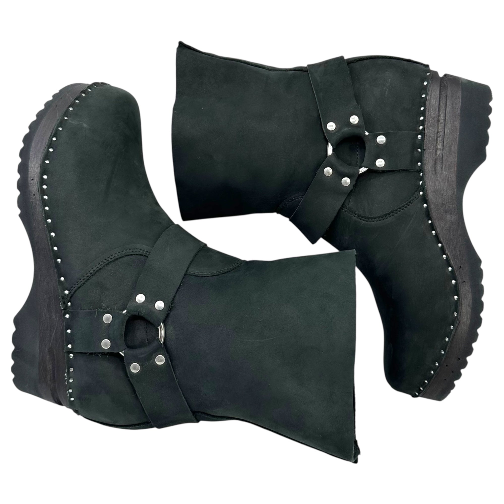 NEEDLES×Troentorp(ニードルズ×トロエントープ) 21AW Troentorp Harness Clog Boots - Nuback トロエントルプ ハルネス クロッグ ブーツ - ヌバック JO319 41(約26.5-27cm) ブラック スタッズ ウエスタン ハーネス