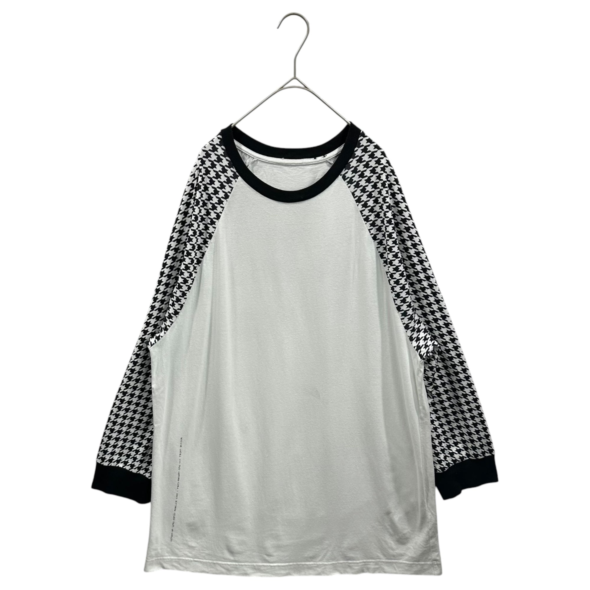 MONCLER×FRAGMENT DESIGN(モンクレール×フラグメントデザイン) 2023AW Houndstooth Raglan L/S T-Shirt 千鳥柄 ラグラン 長袖 Tシャツ I209U8D00003 XL ホワイト×ブラック MONCLER GENIUS