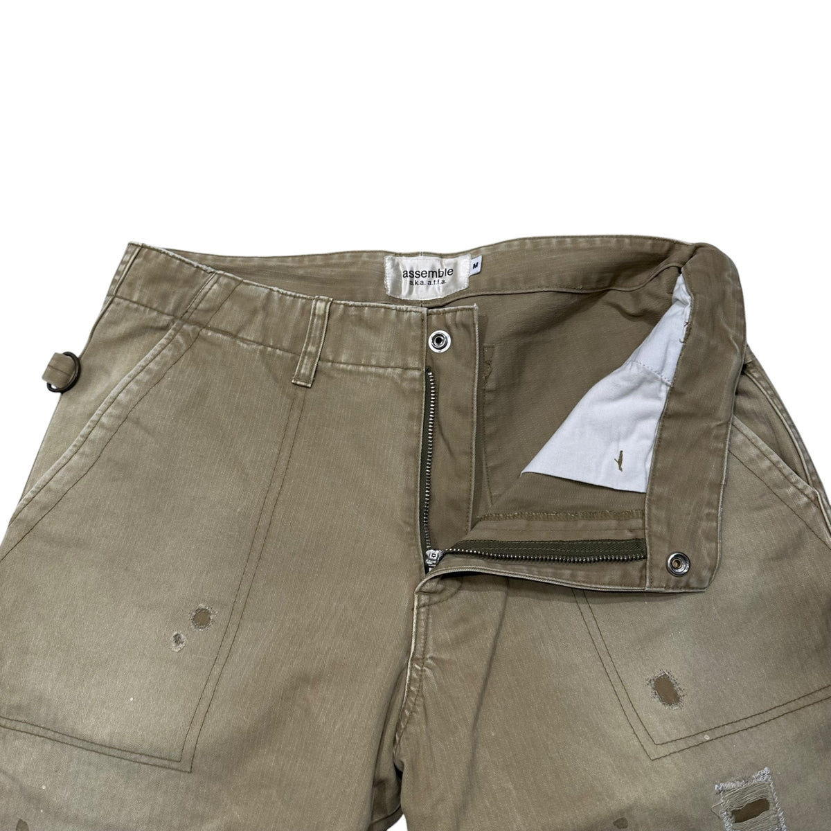 assemble a.k.a AFFA(アッセンブルエーケーエーエーエフエフエー) Distressed Bondage Pants ダメージ加工 ボンテージ パンツ AFN4501 M ベージュ
