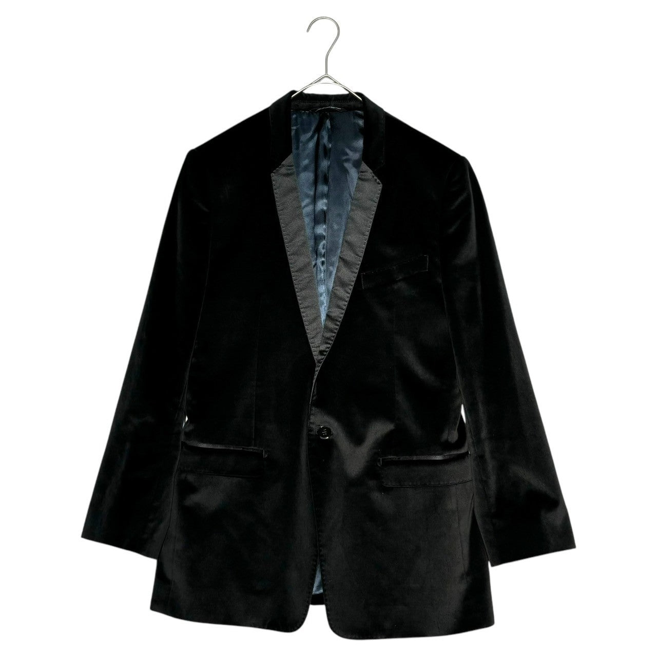 DOLCE&GABBANA(ドルチェ&ガッバーナドルガバ) velor tuxedo jacket ベロア タキシード ジャケット テーラード パーティー G2872T/FUVCF 48 ブラック