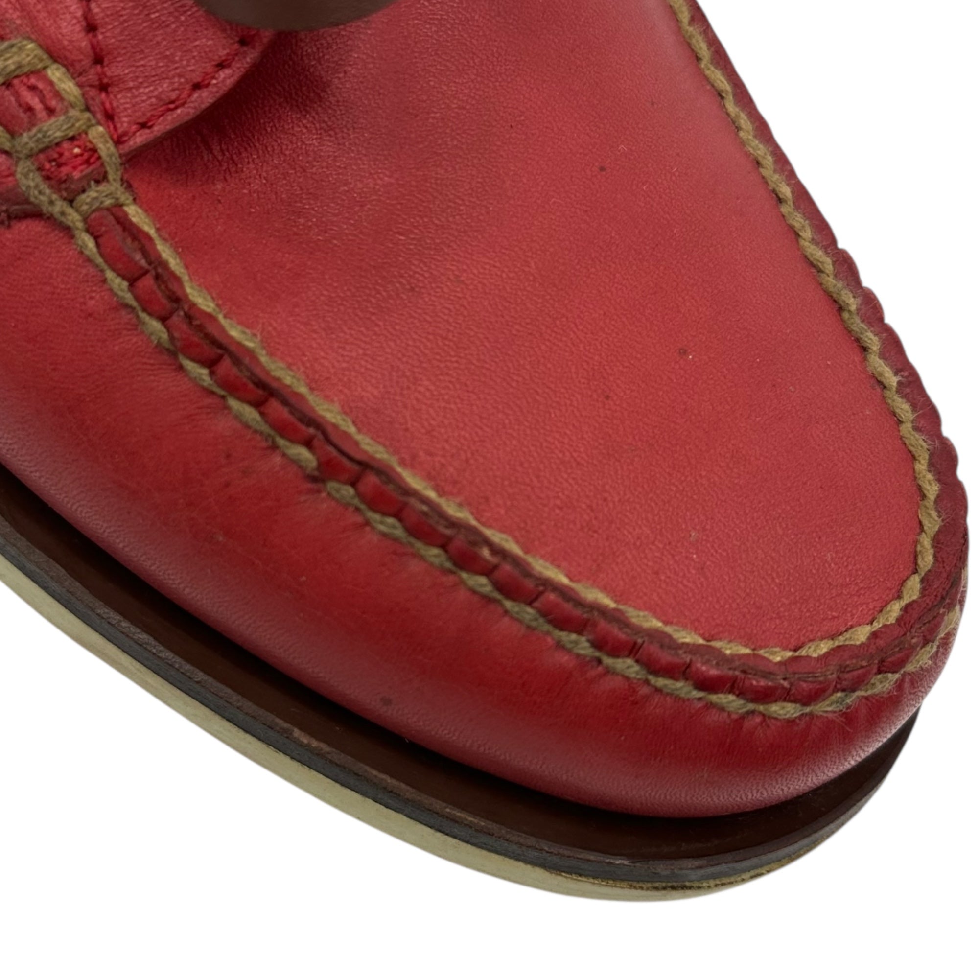 POLO RALPH LAUREN(ポロラルフローレン) Pony Logo Leather Deck Shoes ポニー ロゴ レザー デッキ シューズ 8EE(26cm程度) レッド