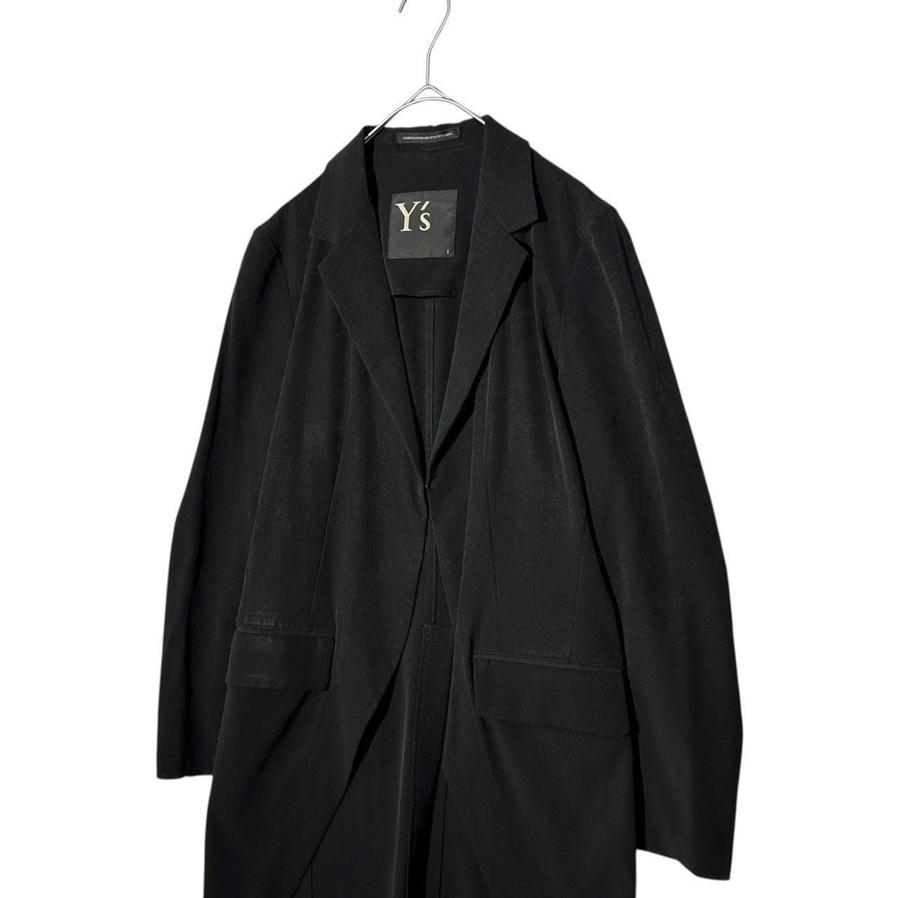 Y's(ワイズ) Tailor-made jacket with hook-and-eye fastener (triacetate body) 燕尾 タイプ フックボタン テーラード ジャケット(トリアセテートボディ) YJ-J12-500 1(S程度) ブラック