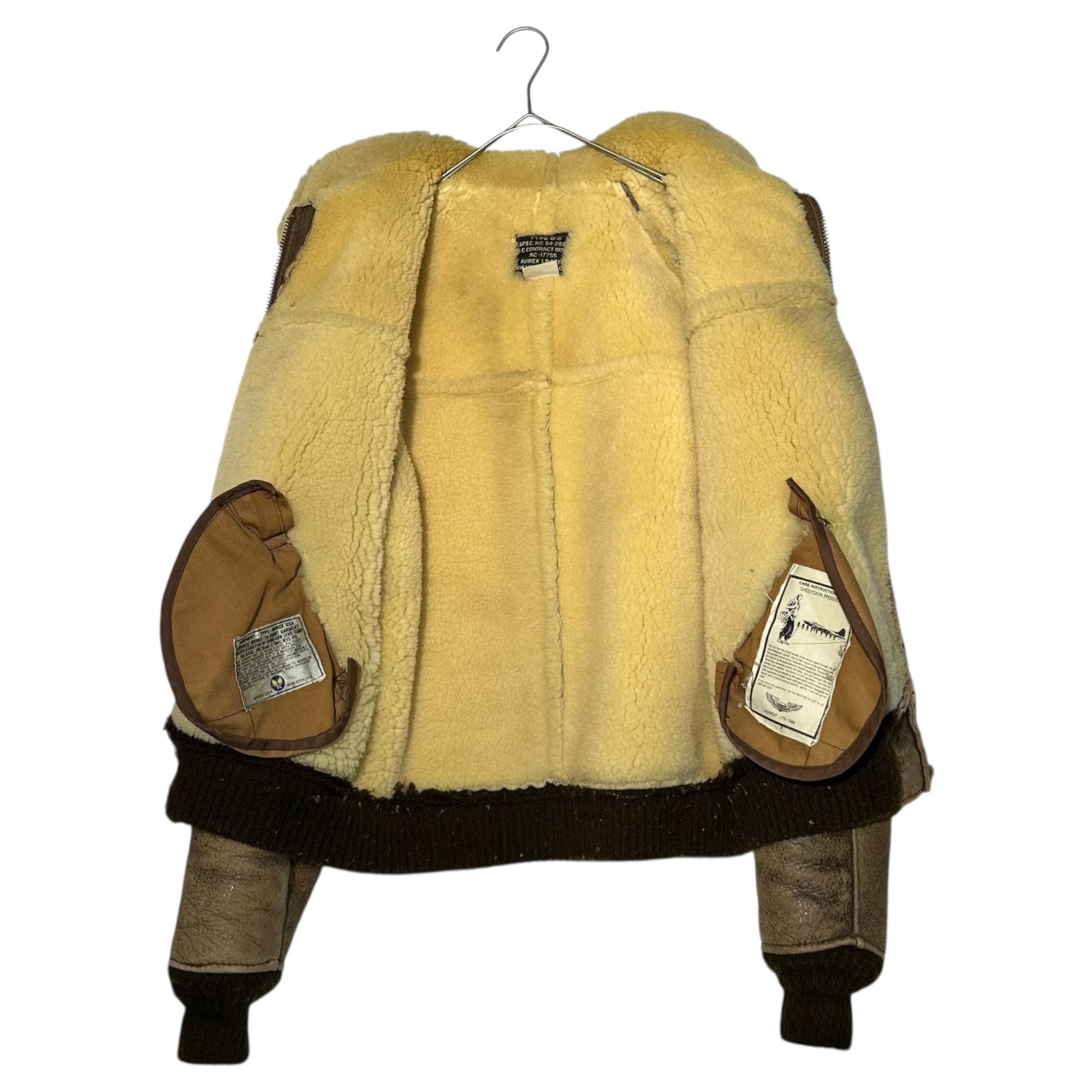 AVIREX(アヴィレックス) 80's~90's TYPE B-6 Mouton Flight Jacket ボア ムートン フライト ジャケット 94-3888 34(XS程度) ブラウン レザー