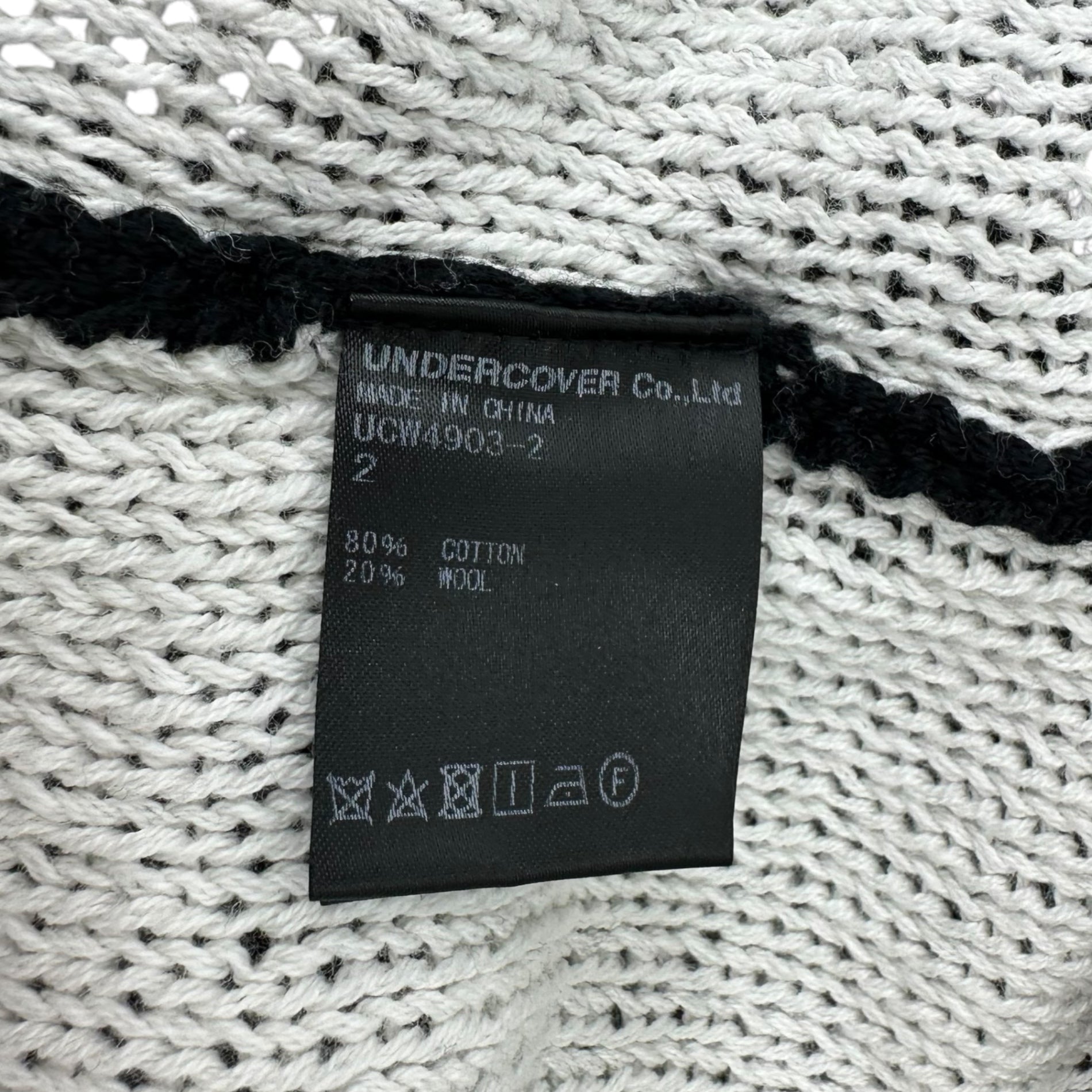UNDERCOVER(アンダーカバー) 19SS VLADS スマイリー グラフィック ニット UCW4903 2 BLACK×ホワイト セーター 厚手 コットン ウール