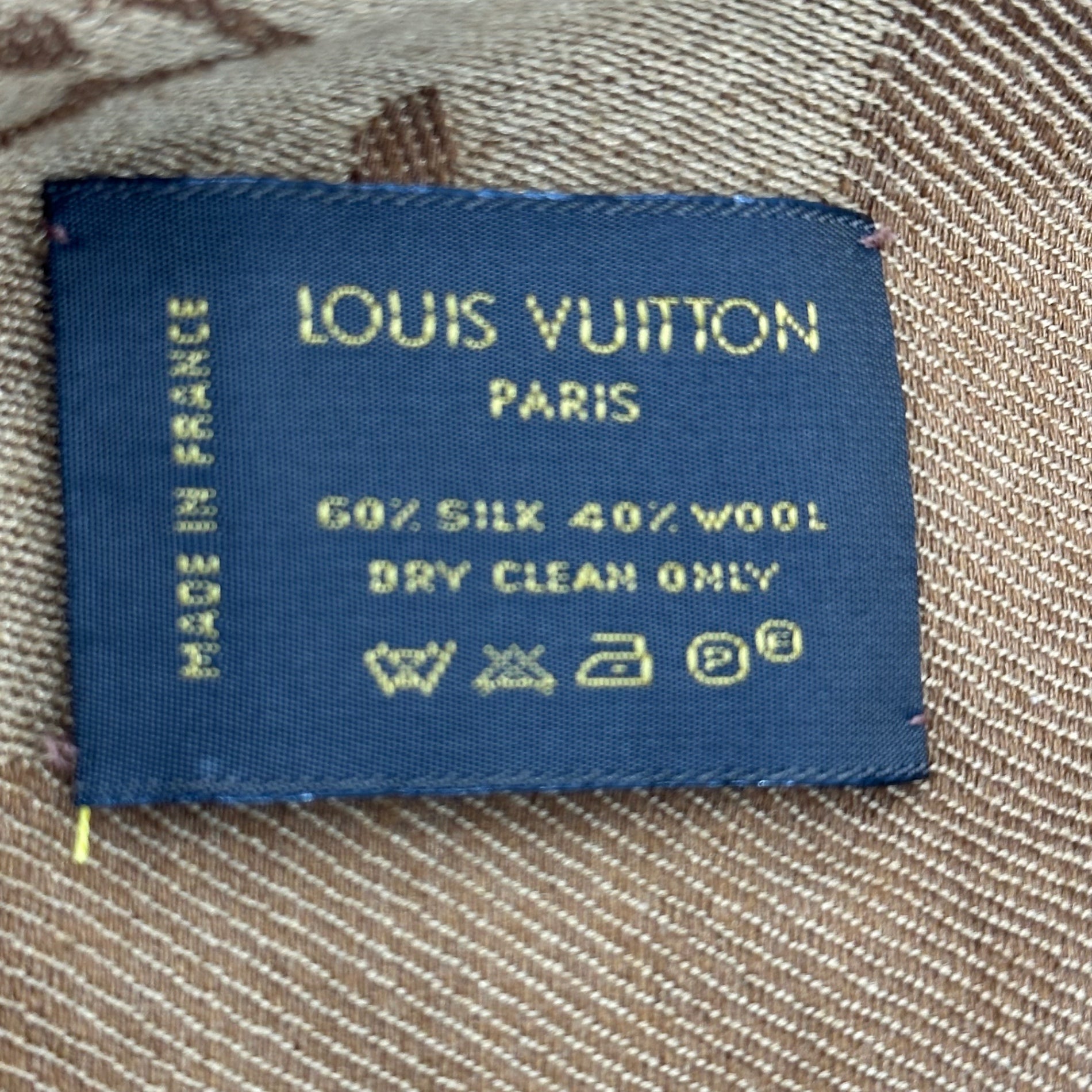 LOUIS VUITTON(ルイヴィトン) Monogram Silk Wool Stole モノグラム シルク ウール ストール ブラウン マフラー ショール