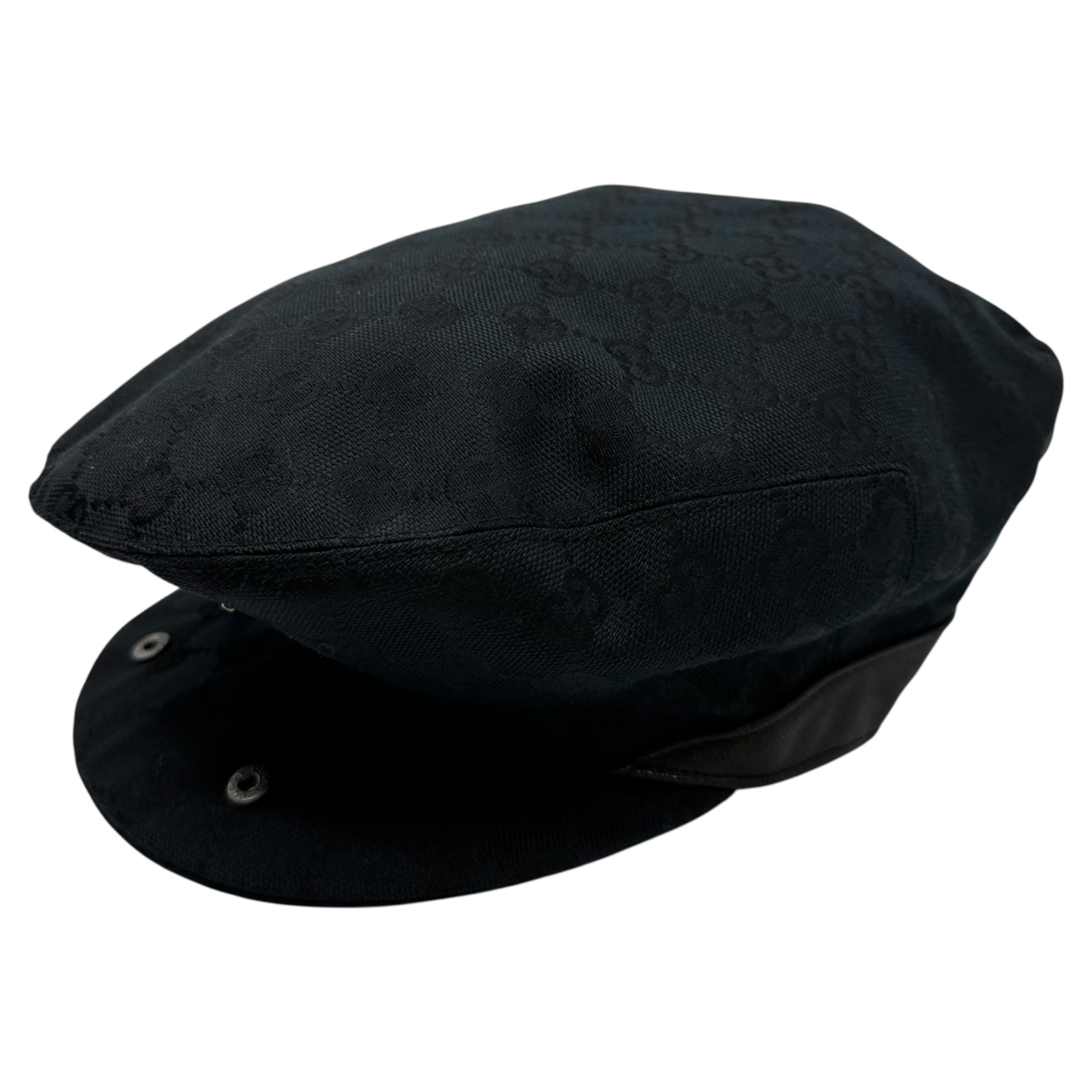 GUCCI(グッチ) GG Supreme Hunting Cap GG スプリーム キャンバス レザー ハンチング  M ブラック