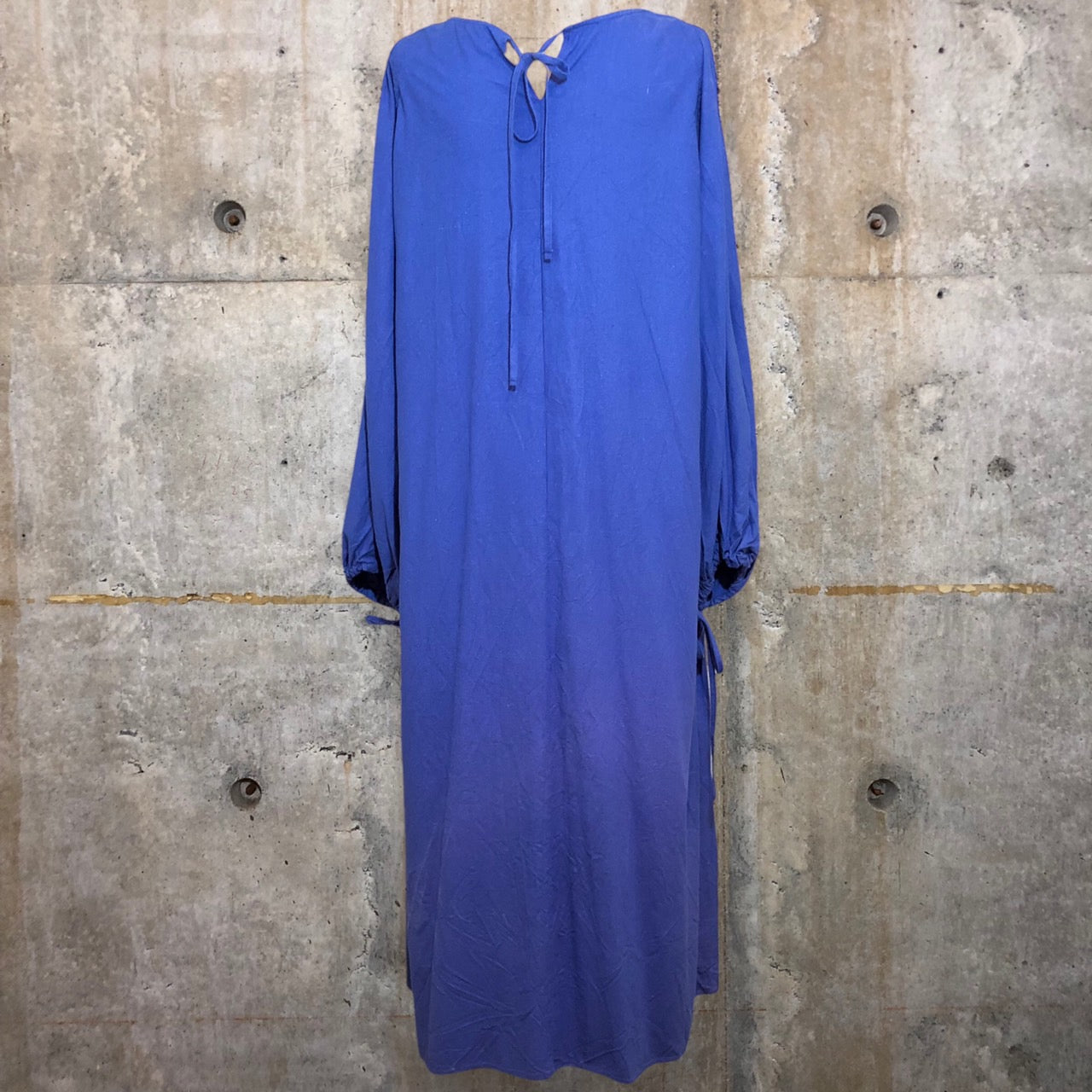 BASERANGE(ベースレンジ) HONDA DRESS RAW SILK/ピリング加工シルクワンピース S(M~Lサイズ程度) ブルー