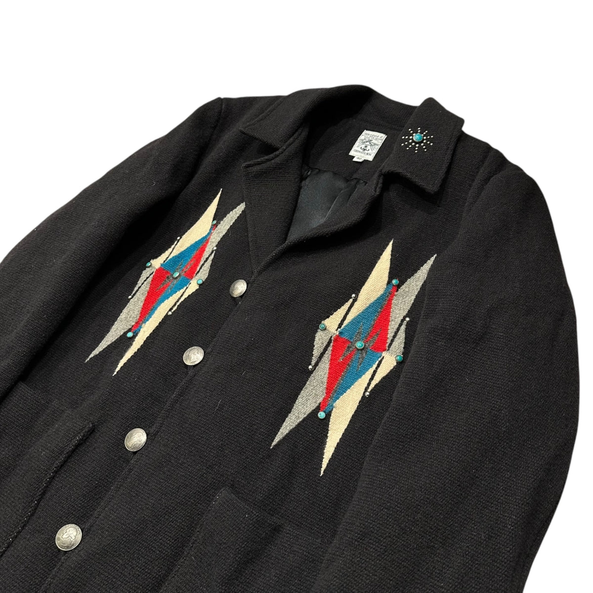 ORTEGA'S(オルテガ) 1990's Turquoise Studded Chimayo Jacket ターコイズ スタッズ チマヨ ジャケット 40 ブラック 90年代 ウール コート