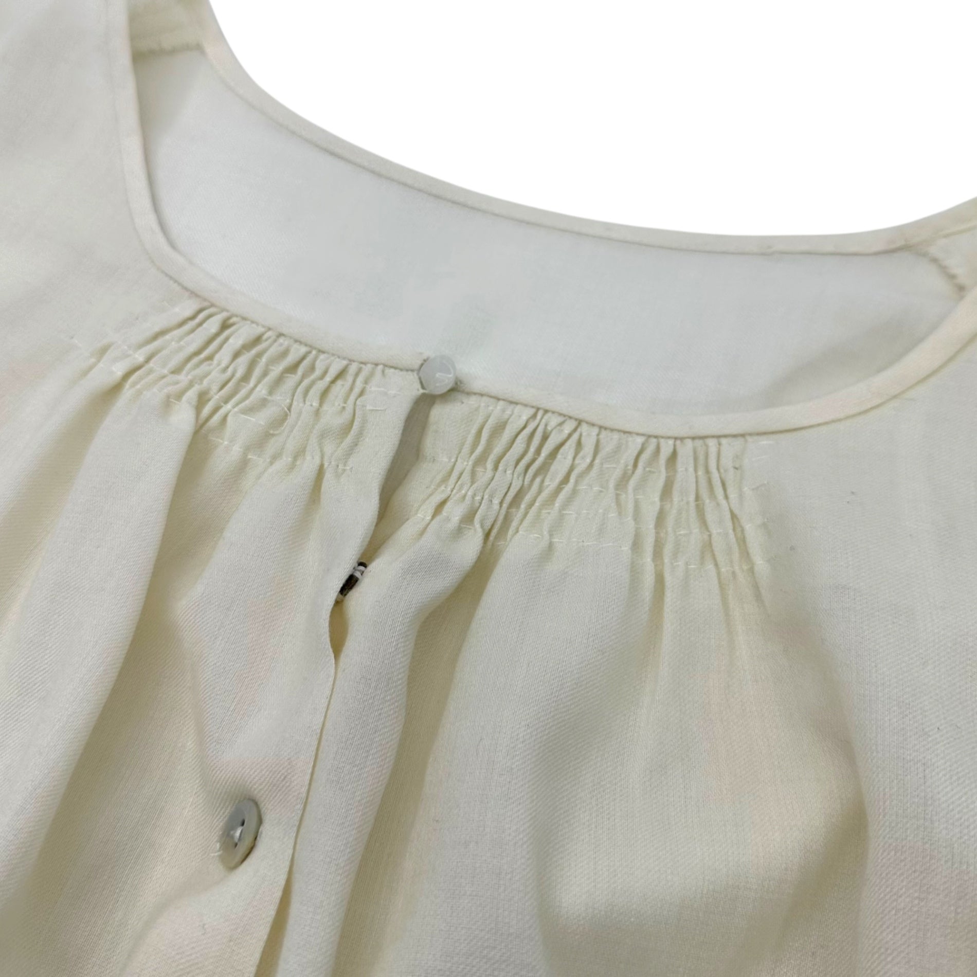 VINTAGE(ヴィンテージ) 80~90's shoulder gathered square short blouse ショルダーギャザー ショート丈ブラウス アイボリー EURO VINTAGE