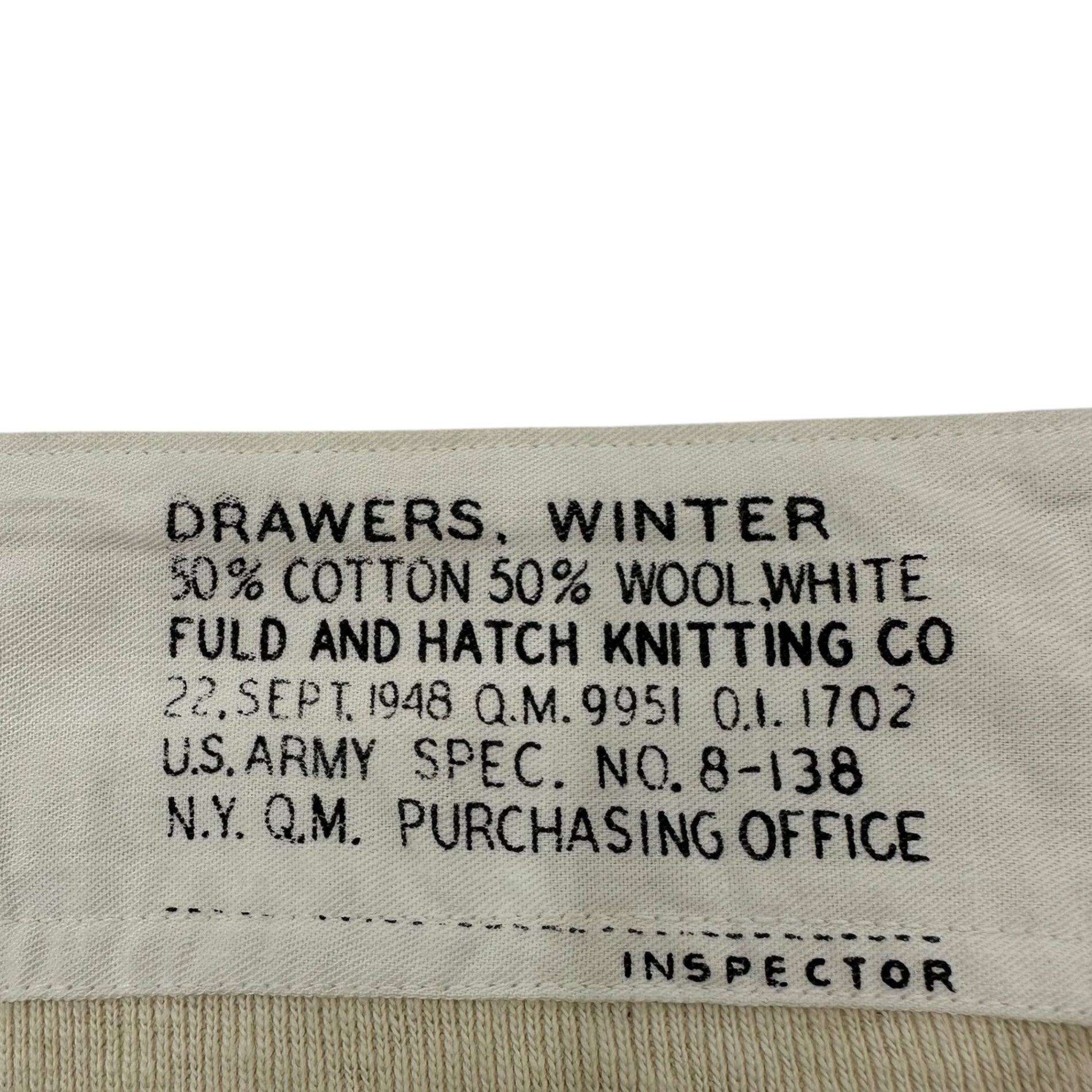 VINTAGE(ヴィンテージ) 40's DEADSTOCK cotton wool drawers pants US.ARMY コットンとウールのドロワーズパンツ L～LL程度 ホワイト