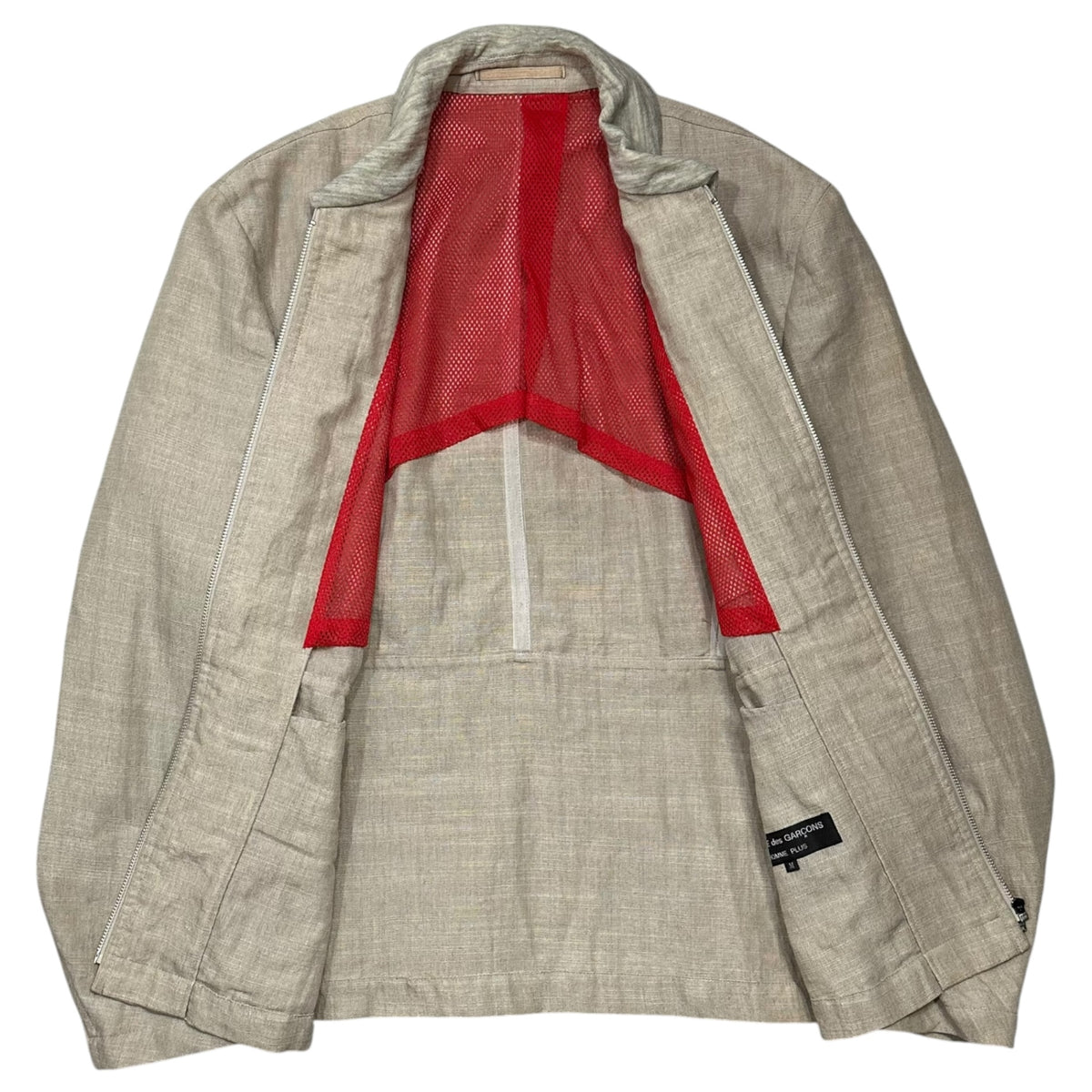 COMME des GARCONS HOMME PLUS(コムデギャルソンオムプリュス) 1996SS Reflective-Period Linen Zip-Up Jacket リフレクター期 リネン ジップ アップ ジャケット PJ-100970 FREE ベージュ AD1995 90s アーカイブ