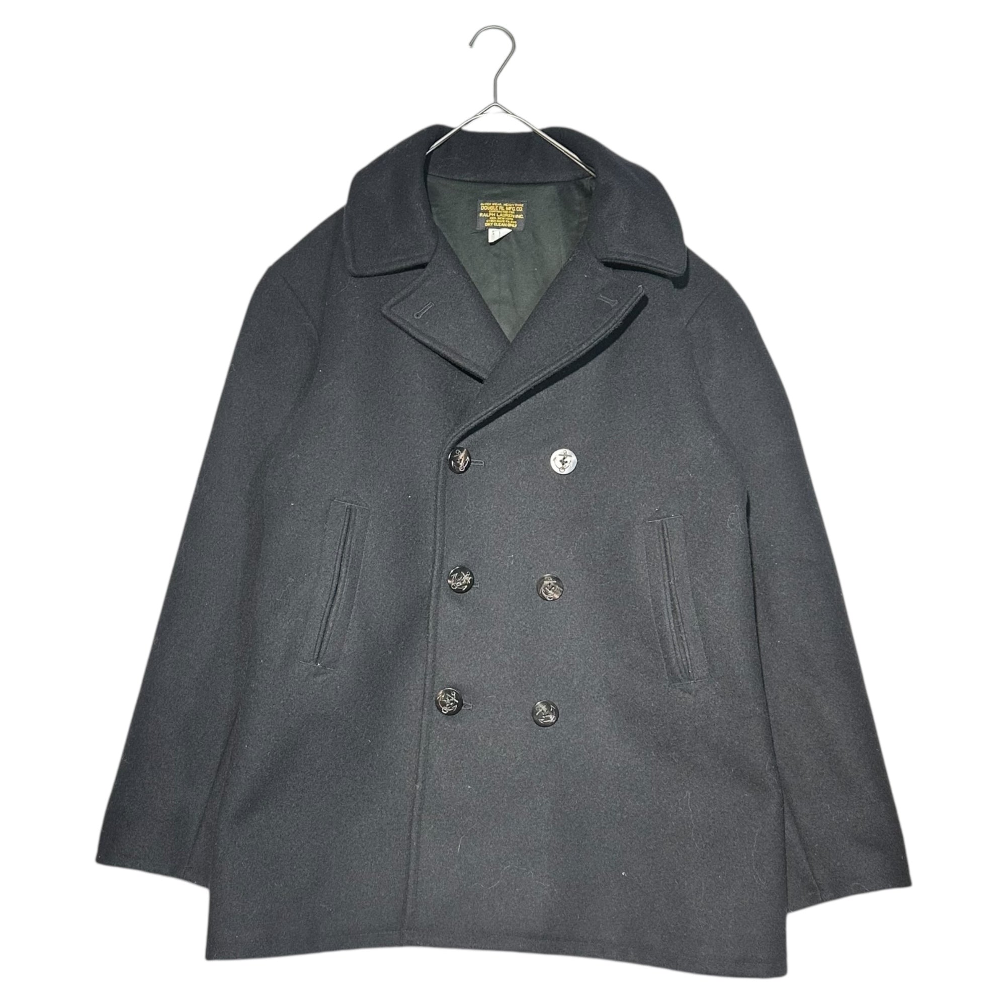 RRL(ダブルアールエル) Inside Eagle Embroidery Melton Peacoat 内側 イーグル 刺繍 メルトン ピーコート XL ブラック Pコート