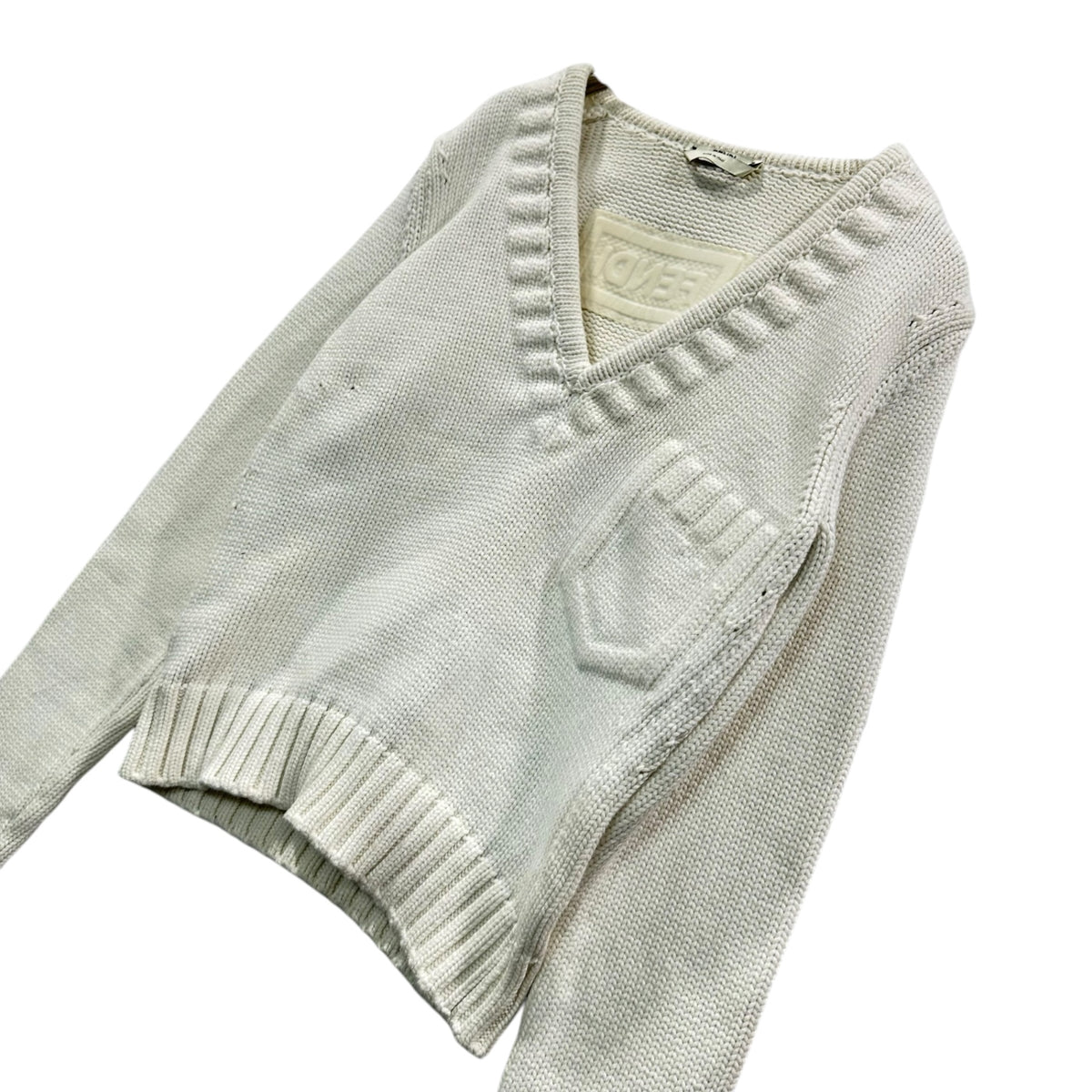 FENDI(フェンディ) 2021SS Fake-Pocket Short-Length Knit & Knit Pants Set-Up フェイク ポケット ショート レングス ニット ニット パンツ セット アップ 12CPF-20-2494 12CPF-20-2495 38 オフホワイト