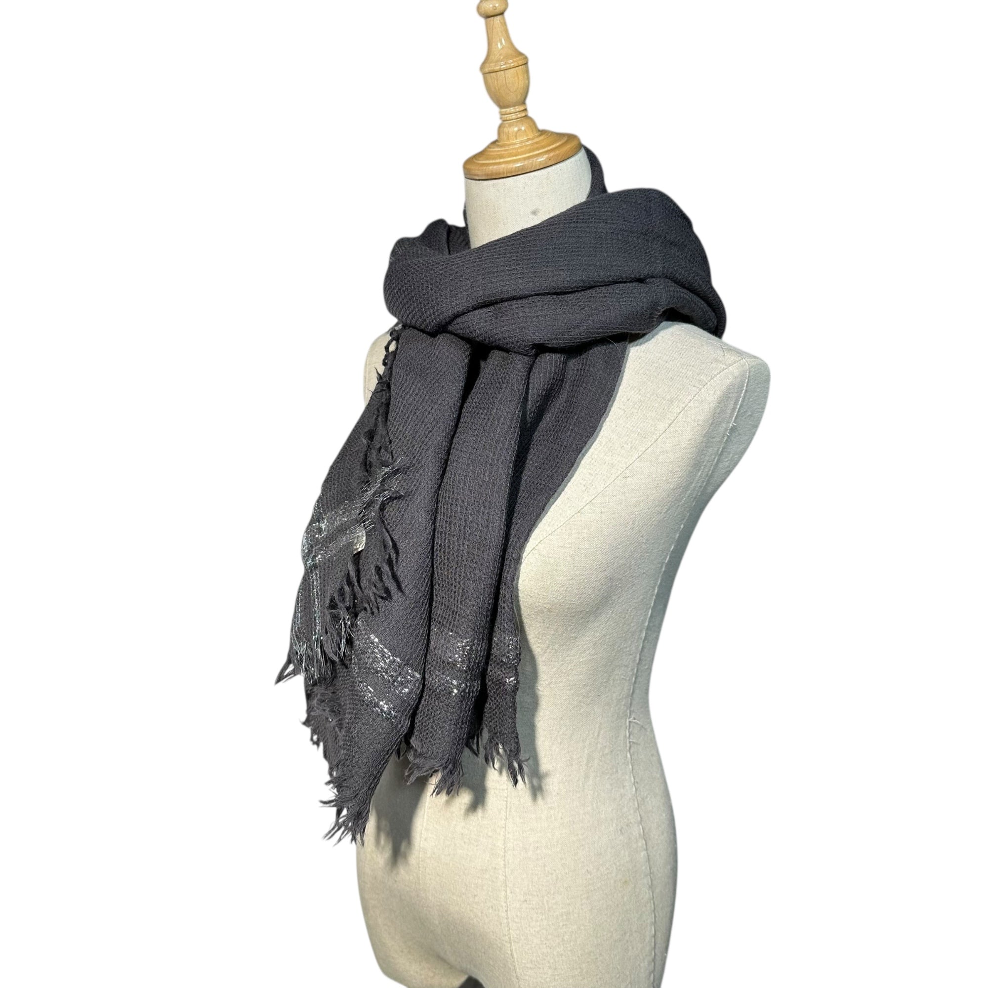 tricot COMME des GARCONS(トリココムデギャルソン) Silver Line Waffle Wool Stole シルバー ライン ワッフル ウール ストール TP-K401 グレー×シルバー マフラー