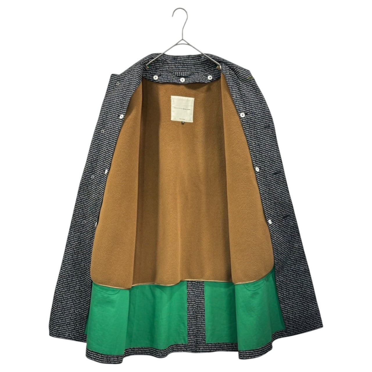MACKINTOSH×BAND OF OUTSIDERS(マッキントッシュ×バンドオブアウトサイダーズ) Laurel Eve Sam Text Print Rubber-Coated Coat ロレル イブサム テキスト プリント ゴム引き コート 40 ブラック