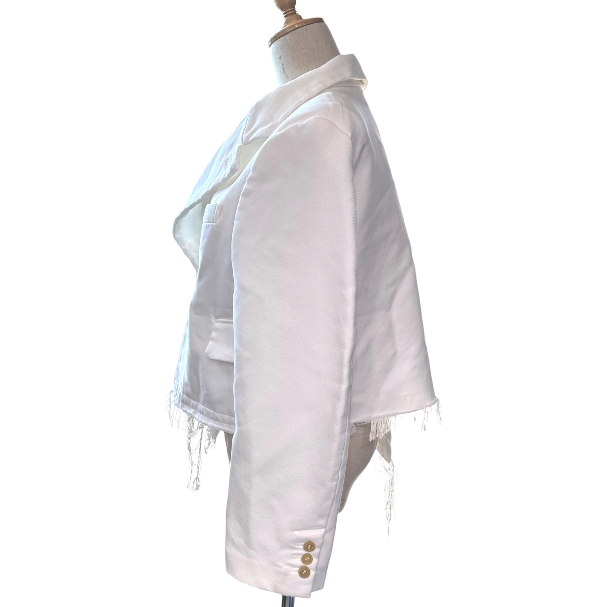 COMME des GARCONS(コムデギャルソン) 23SS Polyester Product Processing Deformation Cut-off Over Jacket ポリエステル 製品加工 変形 カットオフ オーバー ジャケット GK-J029 S ホワイト AD2022 テーラード