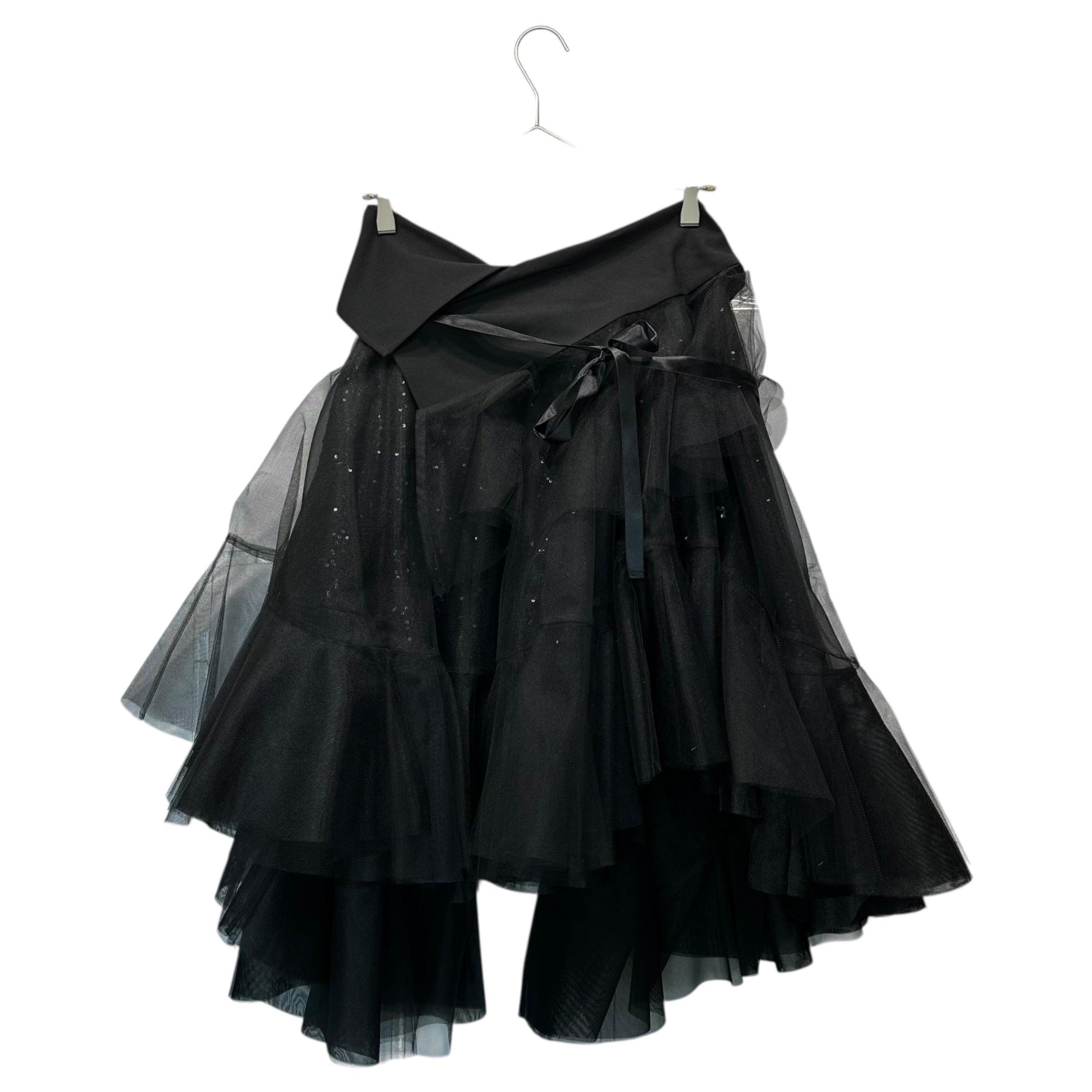 COMME des GARCONS JUNYA WATANABE(コムデギャルソンジュンヤワタナベ) 14AW Sequin-embellished tulle layered skirt スパンコール装飾 チュール レイヤード スカート JN-S014 S ブラック AD2014