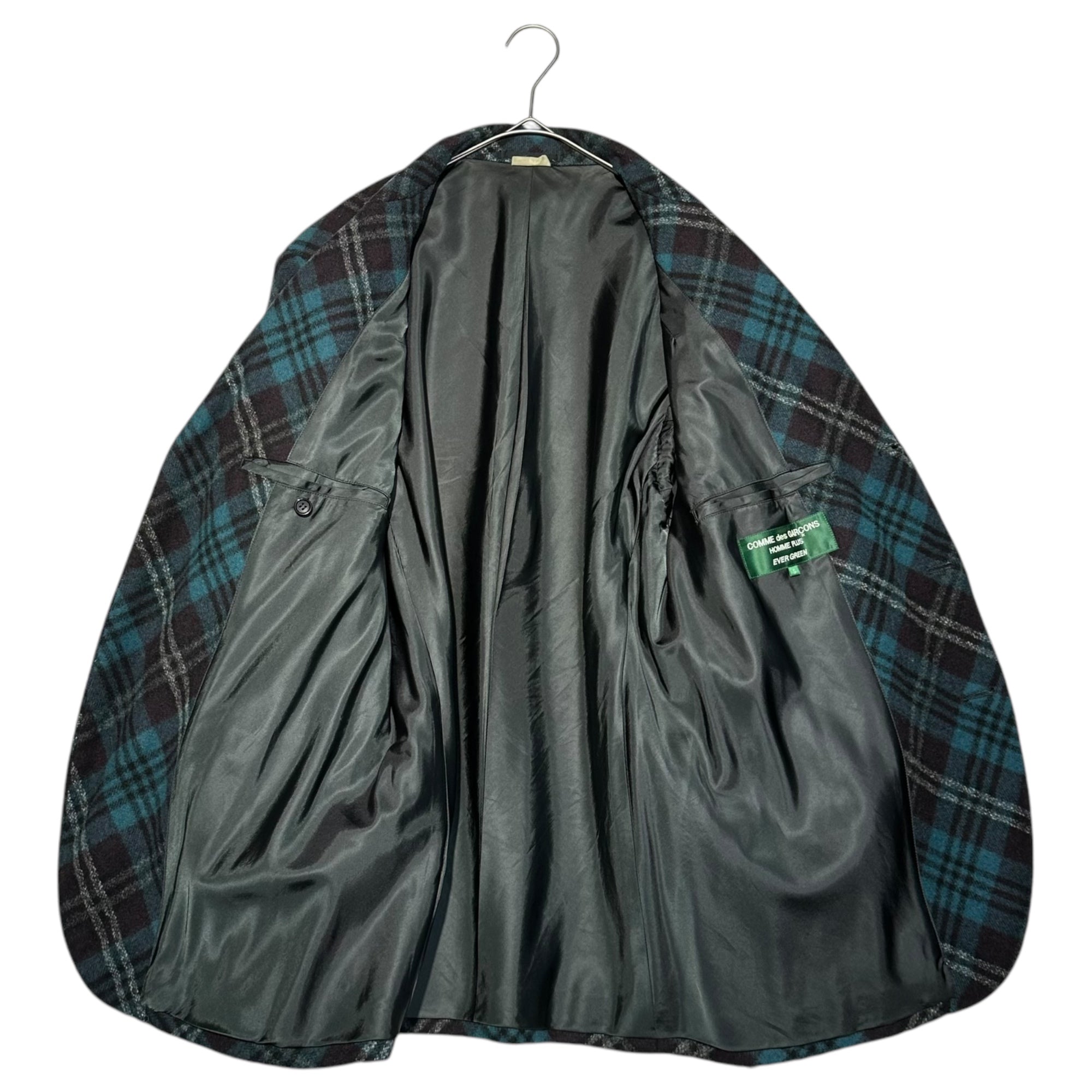 COMME des GARCONS HOMME PLUS EVER GREEN(コムデギャルソンオムプリュスエバーグリーン) 06AW Tartan check wool tailored jacket タータンチェック ウール テーラード ジャケット PR-J216 S ブルー×パープル 1998AW復刻 インサイドアウト期