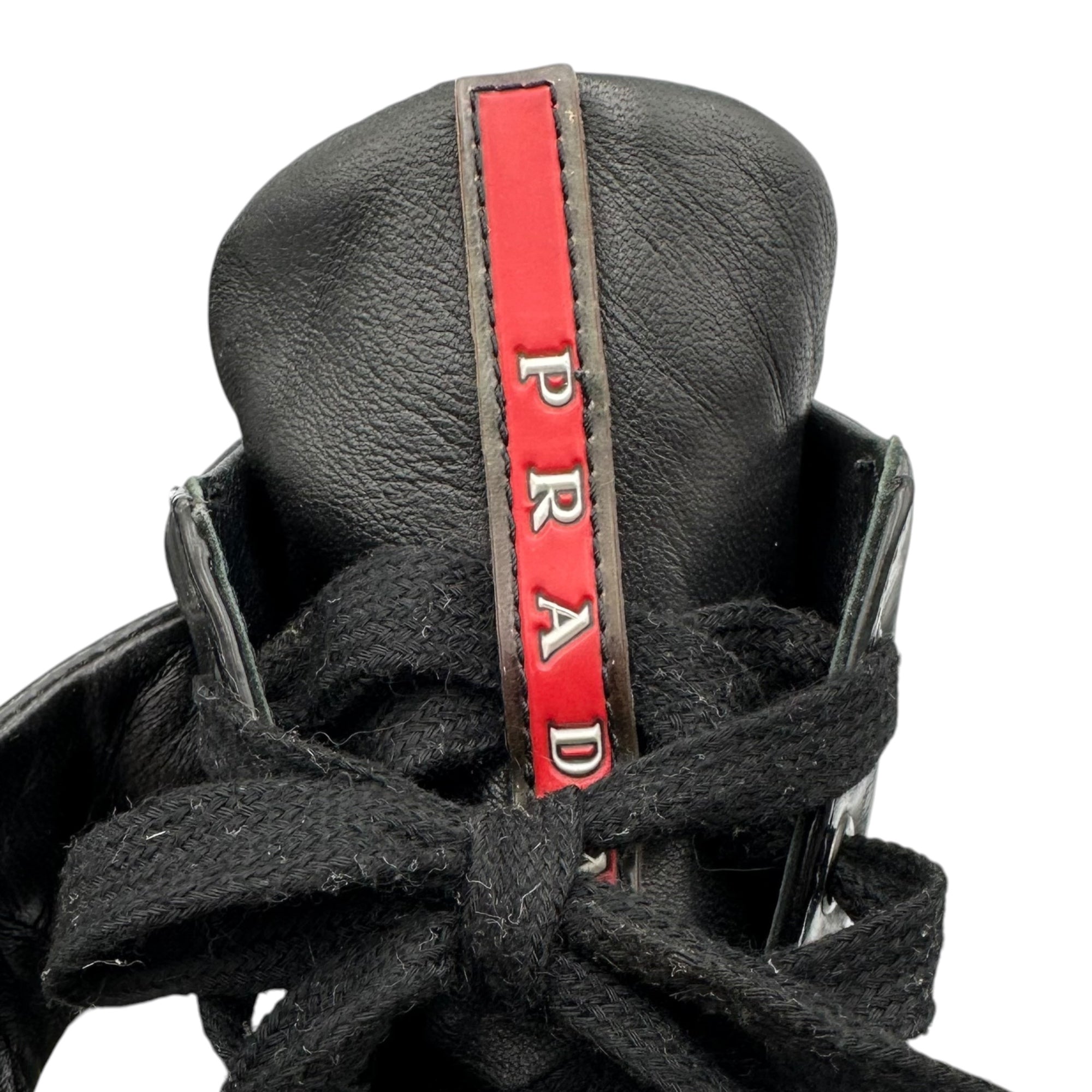 PRADA SPORT(プラダスポーツ) High-Top Leather Sneakers ベルクロ ハイカット レザー スニーカー 3T 5466 38 1/2(25cm程度) ブラック