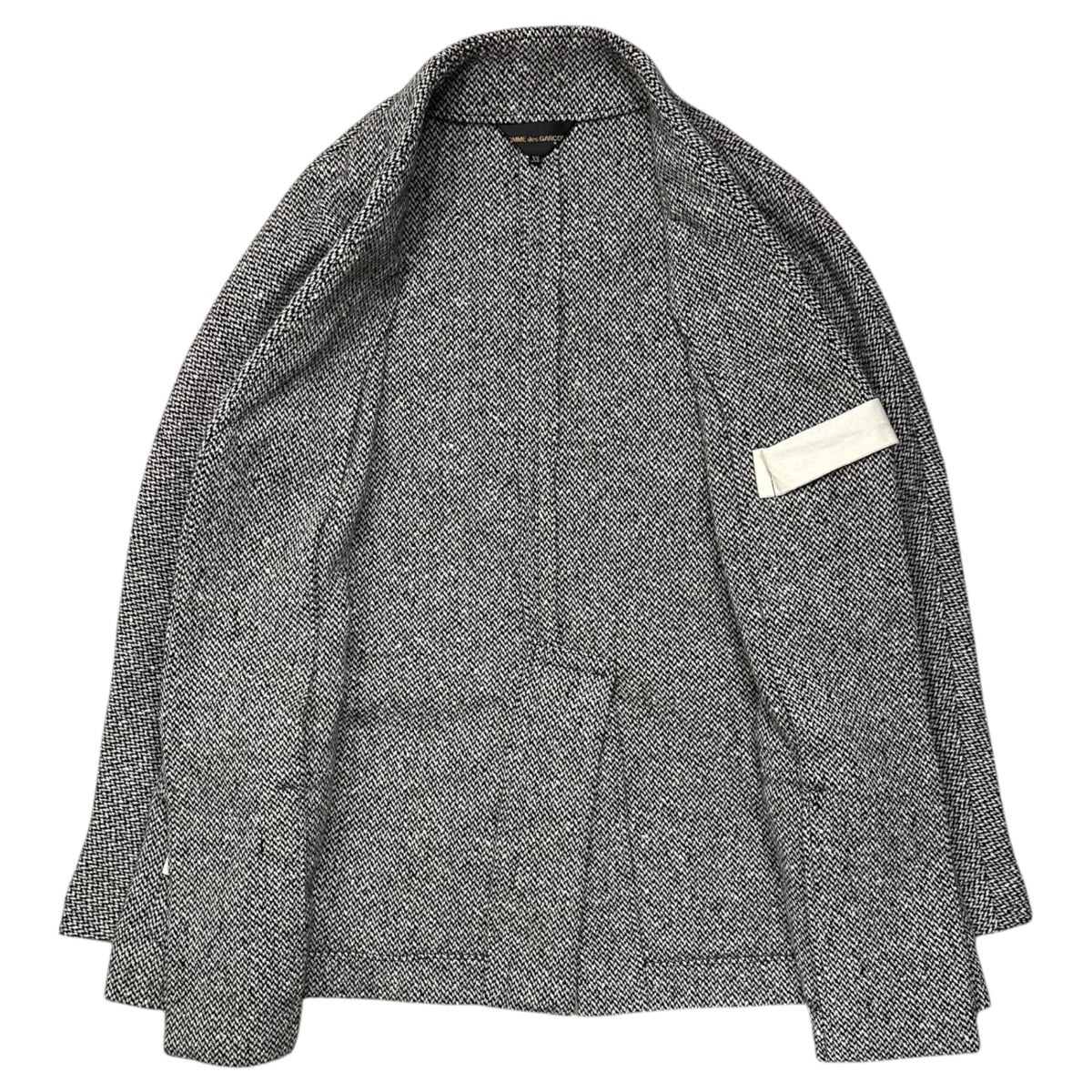 COMME des GARCONS(コムデギャルソン) 2012AW Tie-detail wool tweed jacket 紐 ツイード ウール ジャケット GJ-J065 XS ブラック×ホワイト AD2012