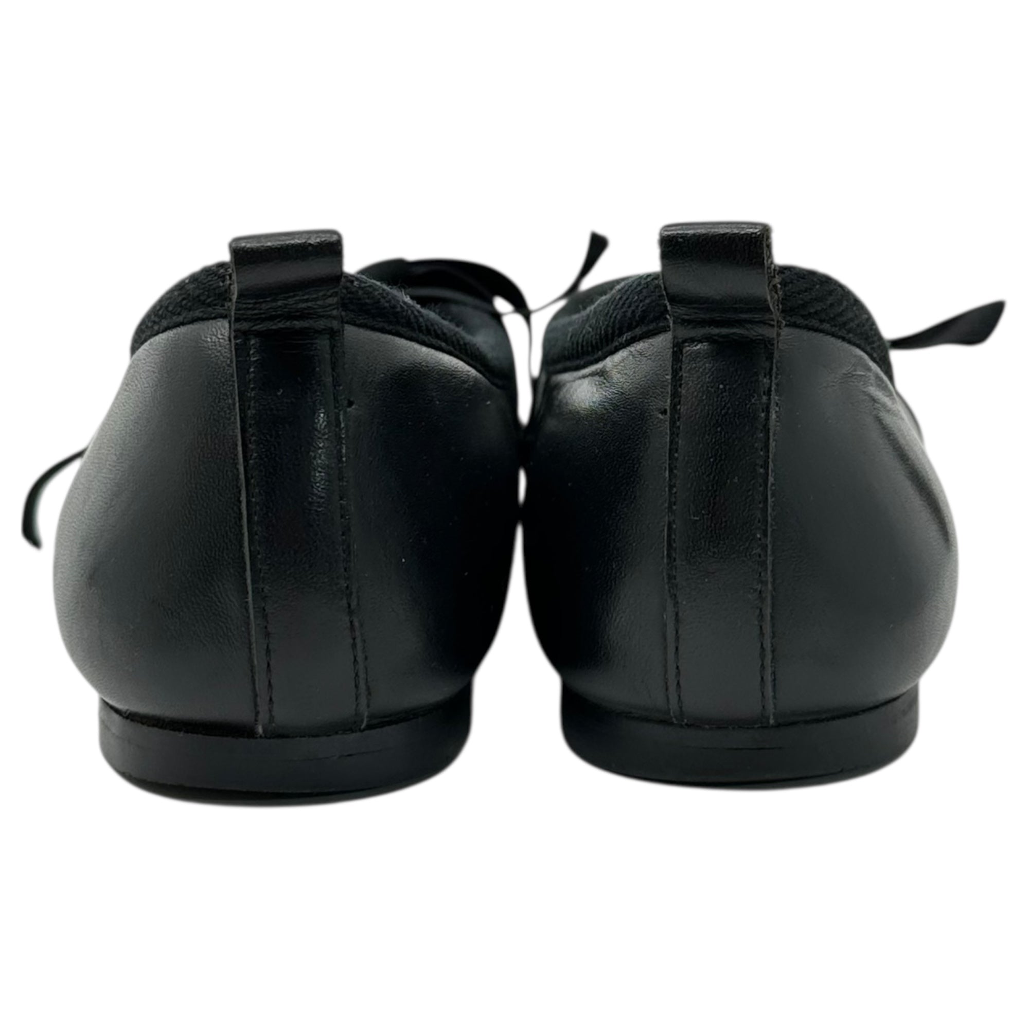 robe de chambre COMME des GARCONS(ローブドシャンブルコムデギャルソン) Square-Toe Ribbon Ballet Shoes スクエアトゥ リボン バレエ シューズ 22.5cm ブラック パンプス フラット ヴィンテージ 稀少アイテム