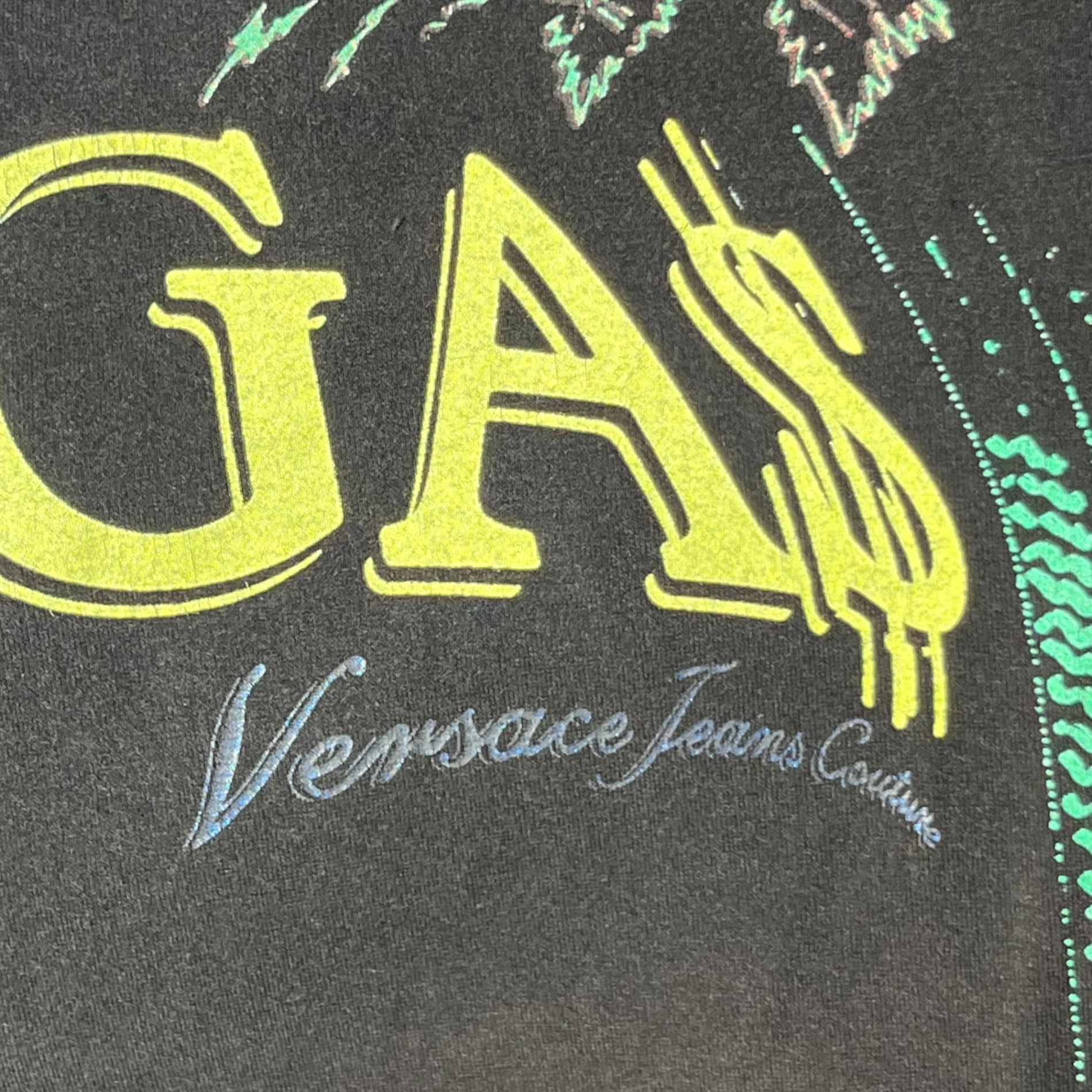 VERSACE JEANS COUTURE(ヴェルサーチジーンズ) VEGAS logo TEE ベガス ロゴ Tシャツ L ブラック