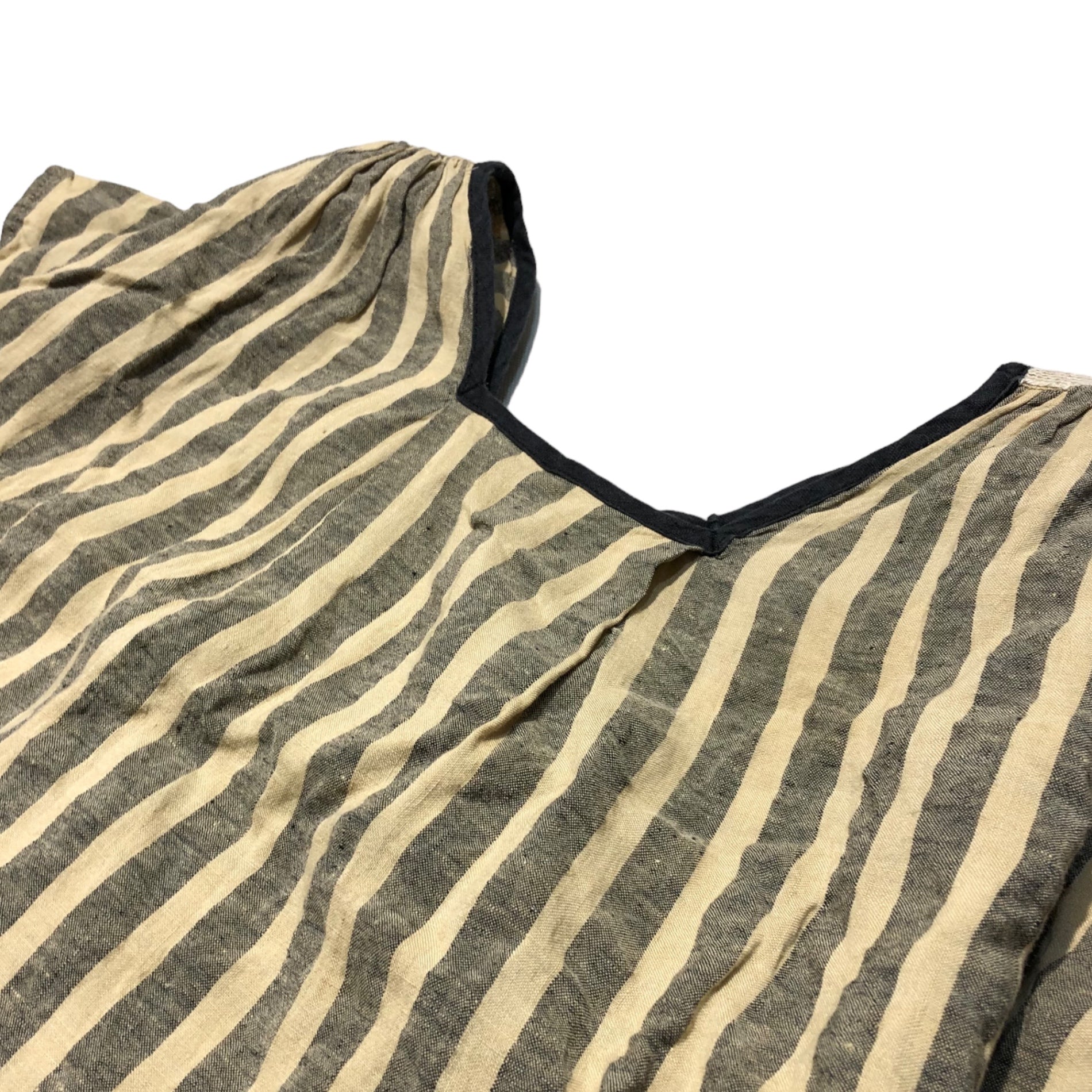 Tabrik(タブリク) sleeveless striped linen blouse スリーブレス ストライプ リネン ブラウス FREE ベージュ×ブラック
