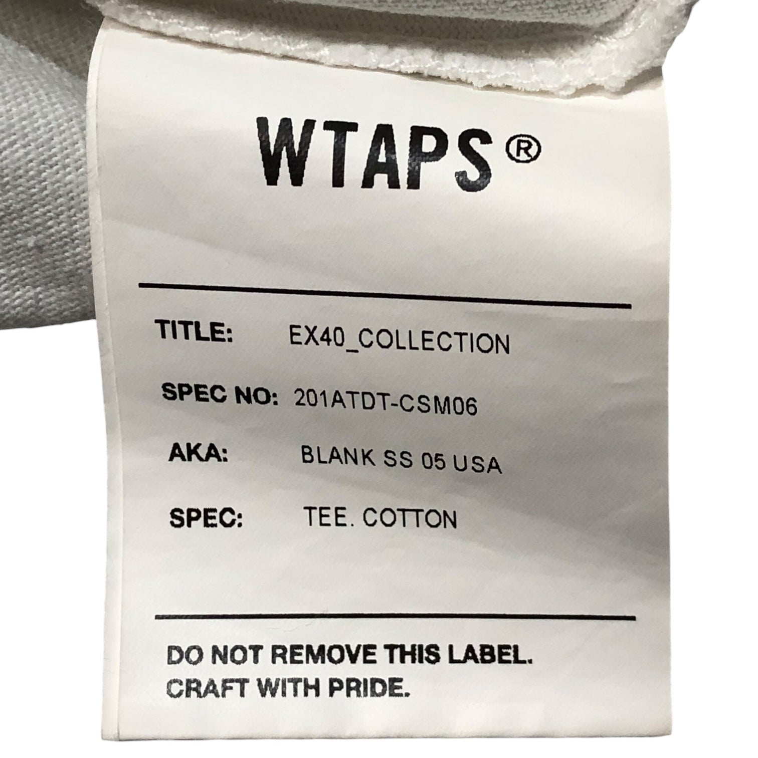 WTAPS(ダブルタップス) 20SS BLANK SS 05 USA/TEE/ブランク/Tシャツ/ポケT 201ATDT-CSM06 SIZE  02(M) ホワイト