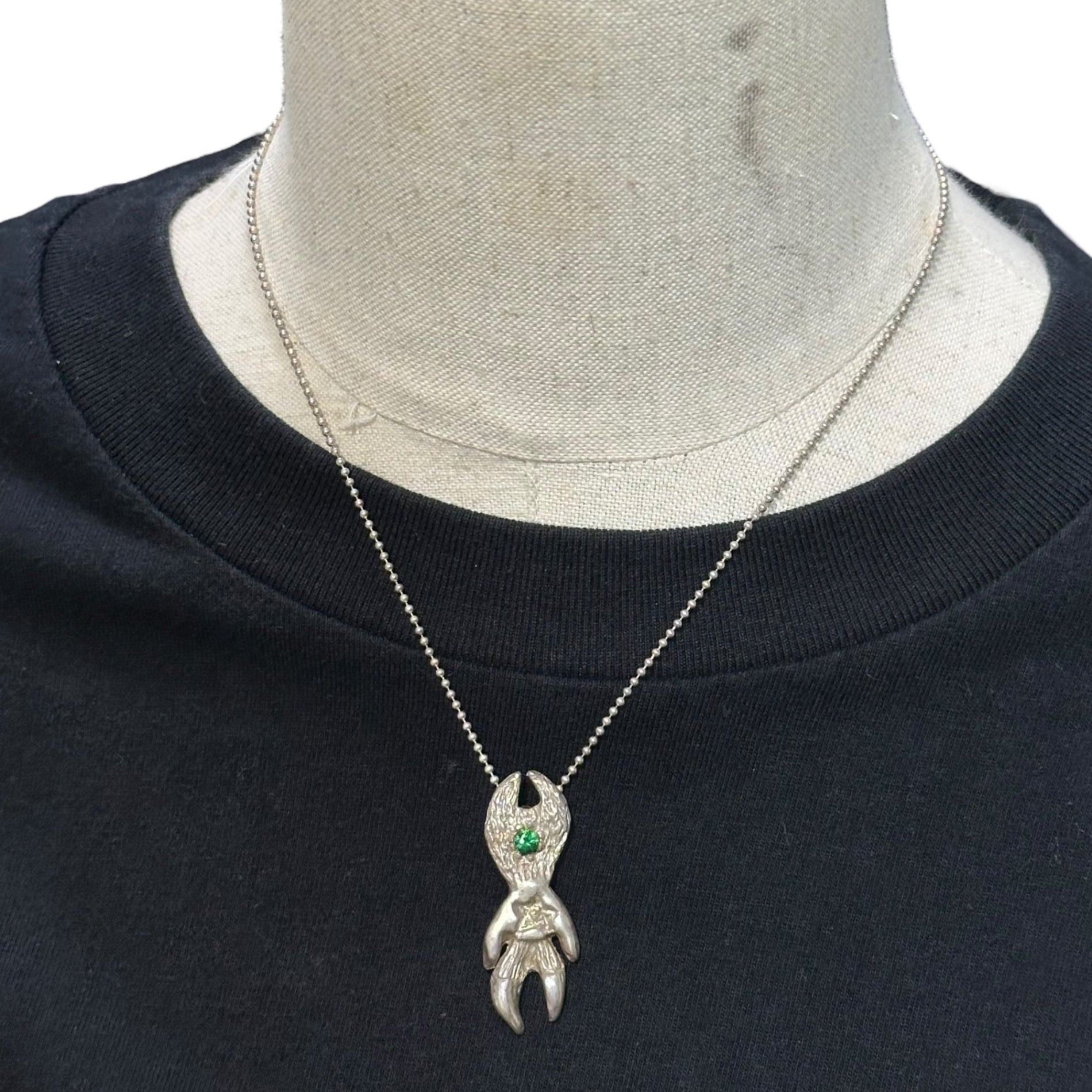 STONE BELLY(ストーンベリー) 925 Silver STONE FACED DEMON ストーン フェイスド デーモン ネックレス シルバー グリーン石 ジュエリー ストックホルム発ブランド