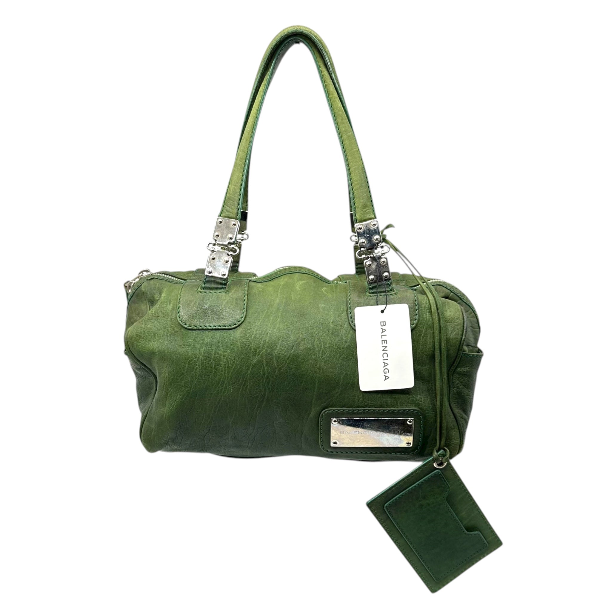 BALENCIAGA(バレンシアガ) 00's Logo Plate Leather Boston Bag 00年代 ロゴ プレート レザー ボストン バッグ 323587.3740 グリーン アーカイブ