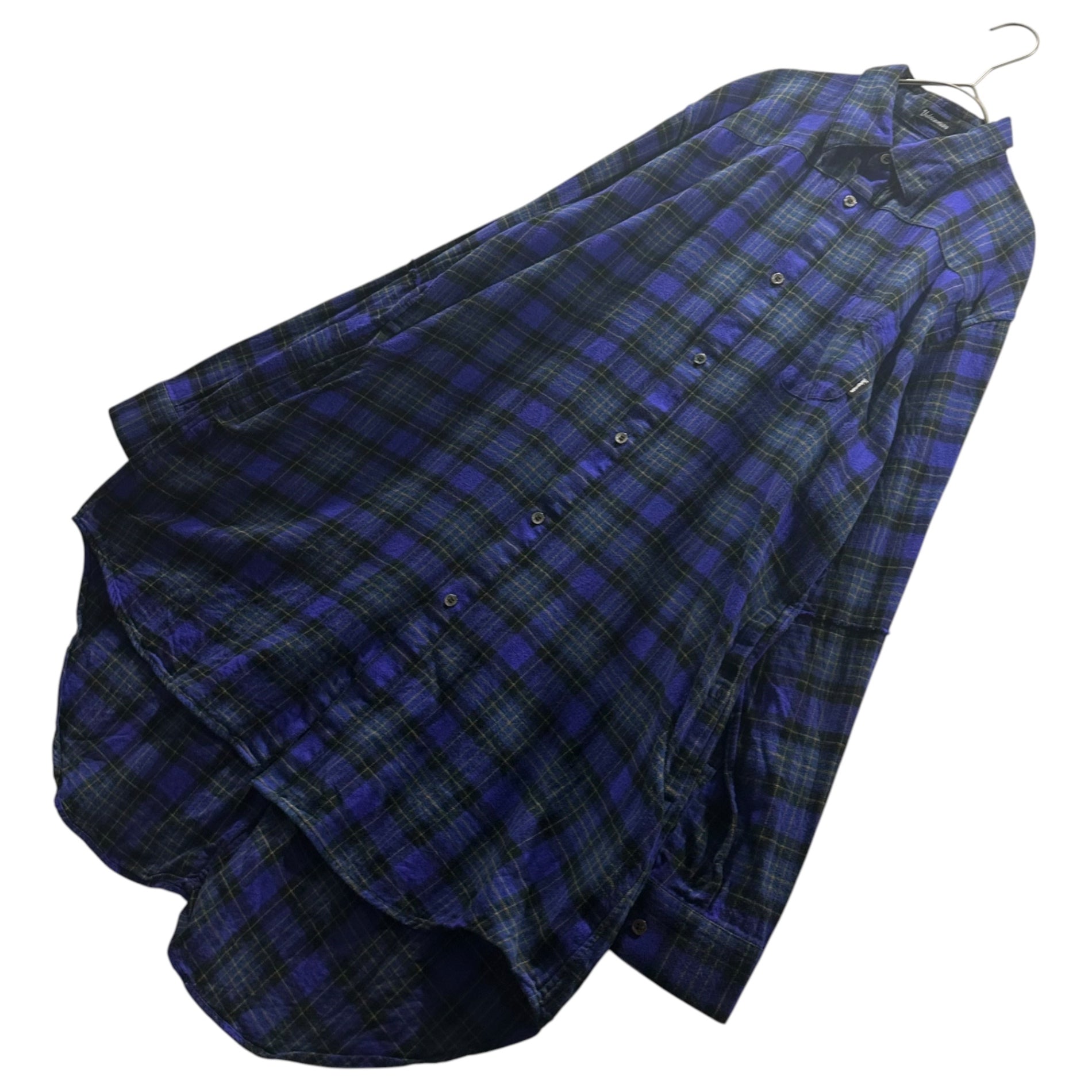 UNDERCOVERISM(アンダーカバイズム) 2022SS Cotton Check Puckering Long Shirt コットン CK 後パッカリング ロング シャツ UI2B4402 3 パープル