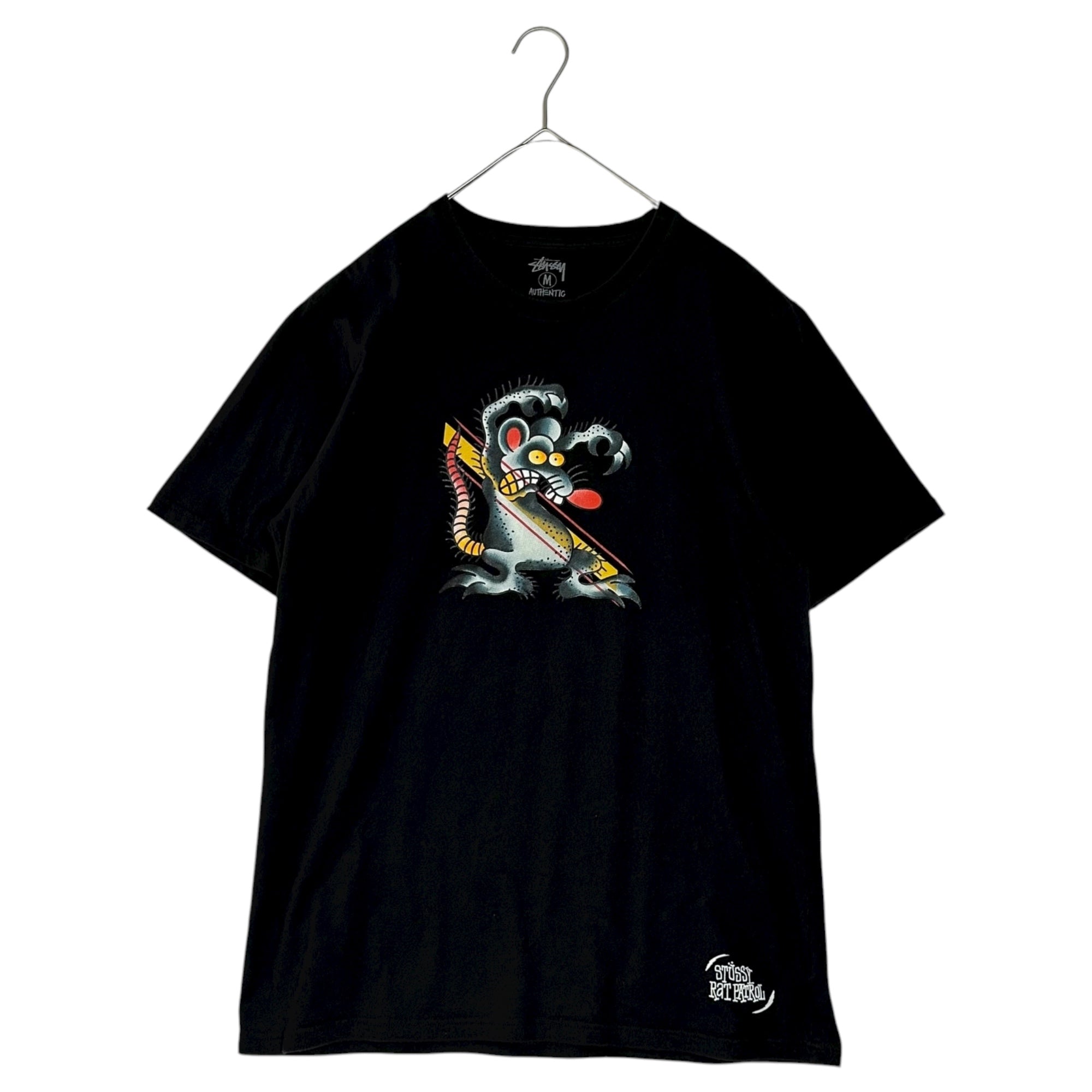 STUSSY(ステューシー) Rat Scare Tee ネズミ グラフィック Tシャツ M ブラック 海外限定品