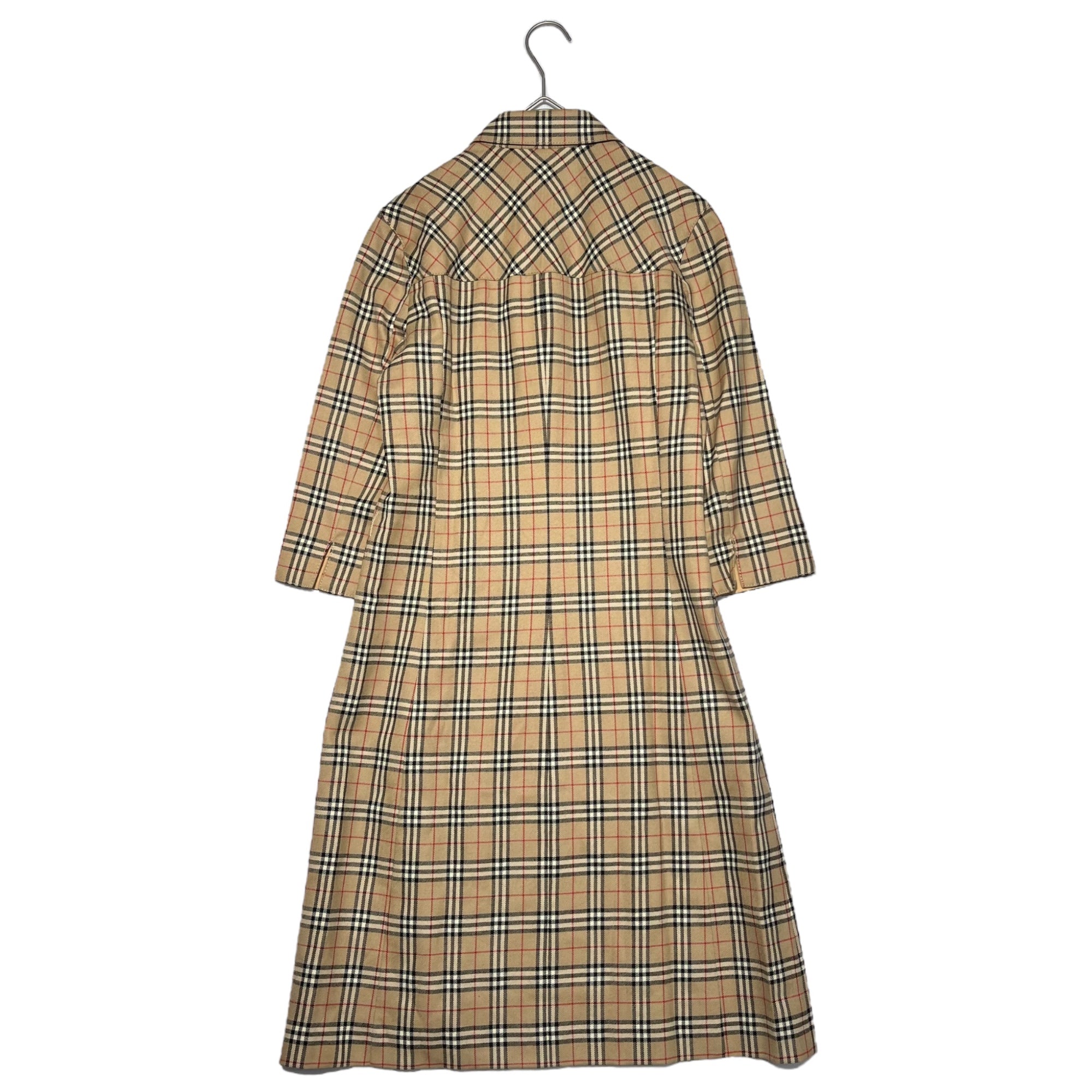 BURBERRY BLUE LABEL(バーバリーブルーレーベル) Nova check shirt dress ノバチェック ロング シャツ ワンピース FMF54-536 40(L程度) ベージュ